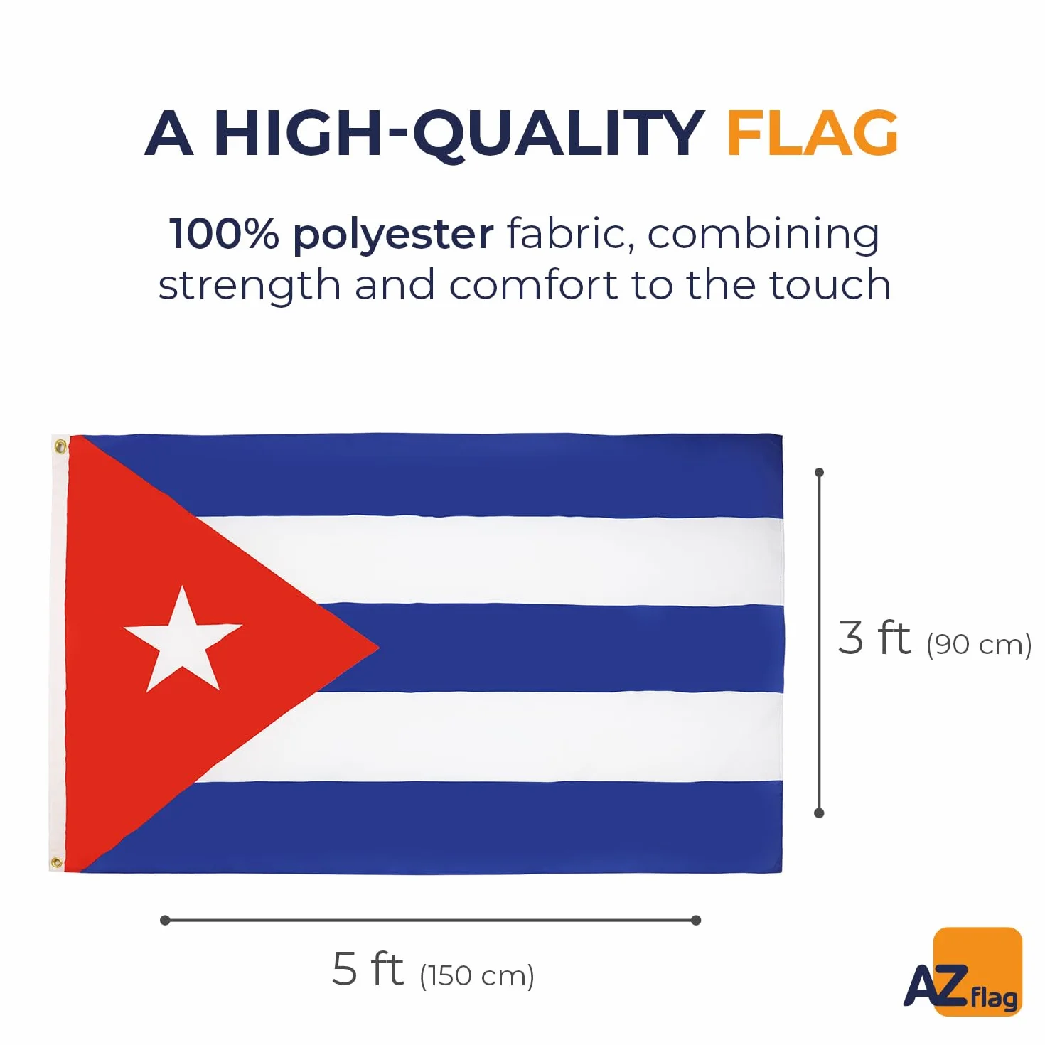 Drapeau Cuba Oeillets 150cm x 90cm