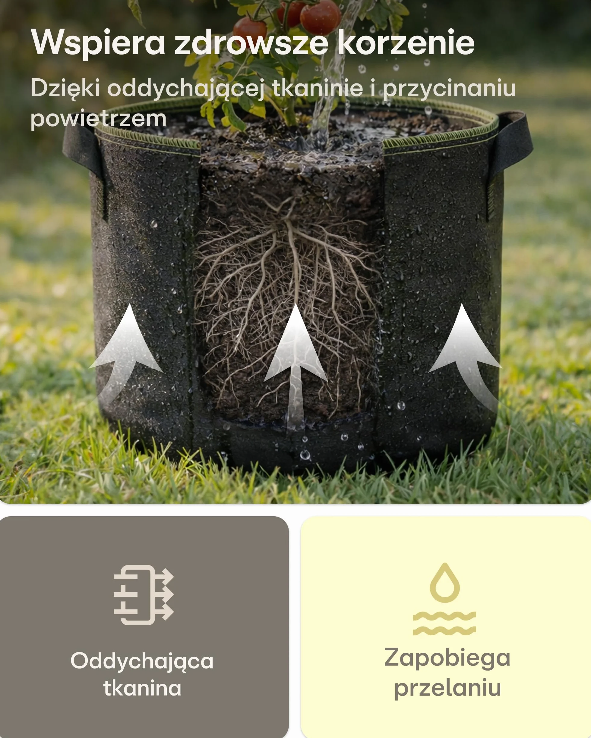 Worek do sadzenia 60L - 3 Torba na rośliny z etykietami - Z uchwytem - Do warzyw i roślin