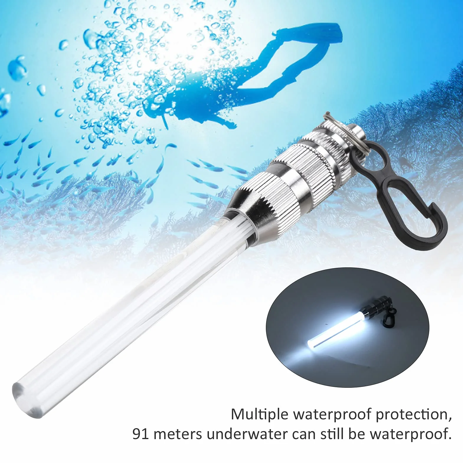 Lampka Ostrzegawcza do Nurkowania Mini Compact Diving Latarka Lampa Diver Białe stałe światło