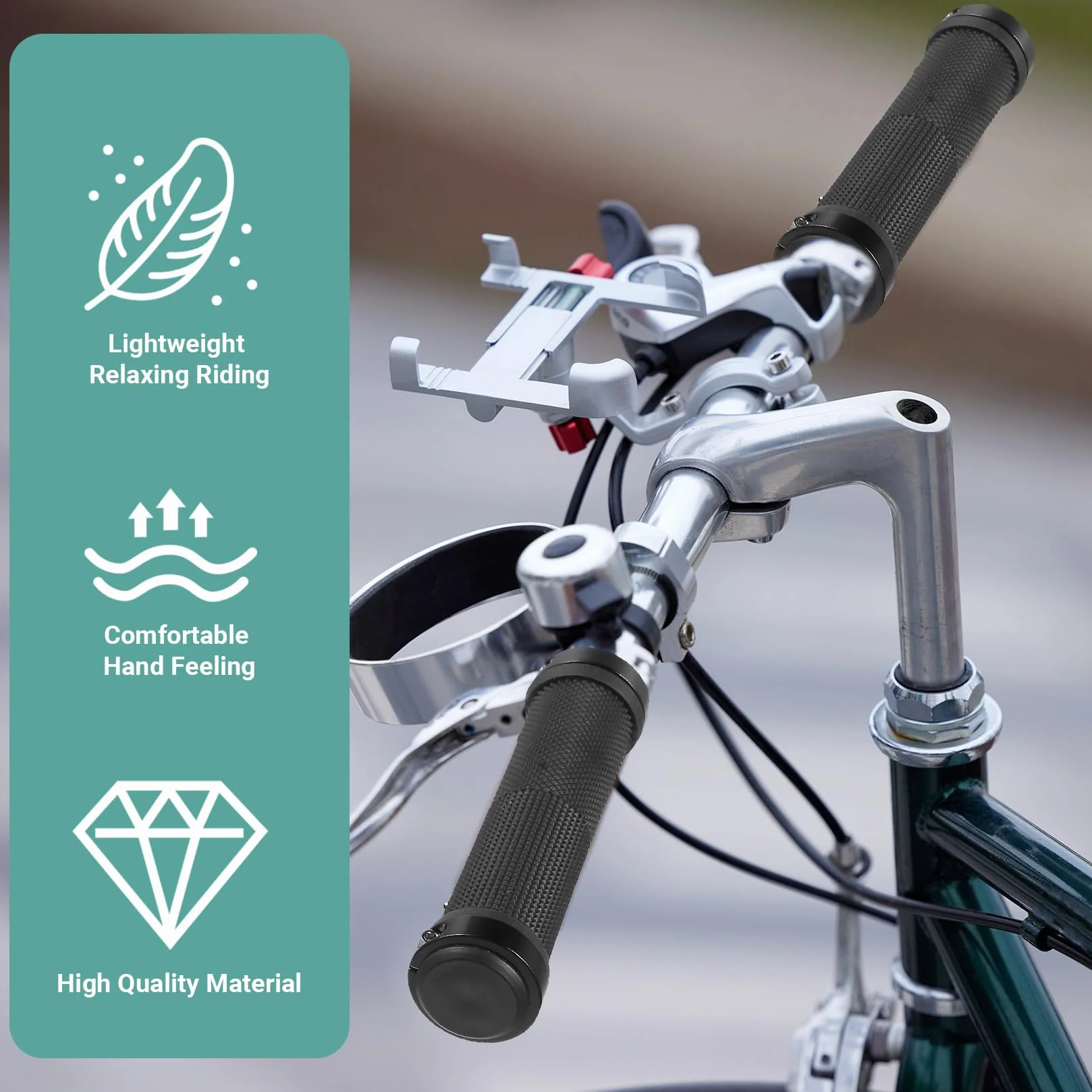 Rączki do Roweru MTB Ergonomiczne Antypoślizgowe 2 Sztuki Średnica 22 mm Gumowe Podwójny System Mocowania