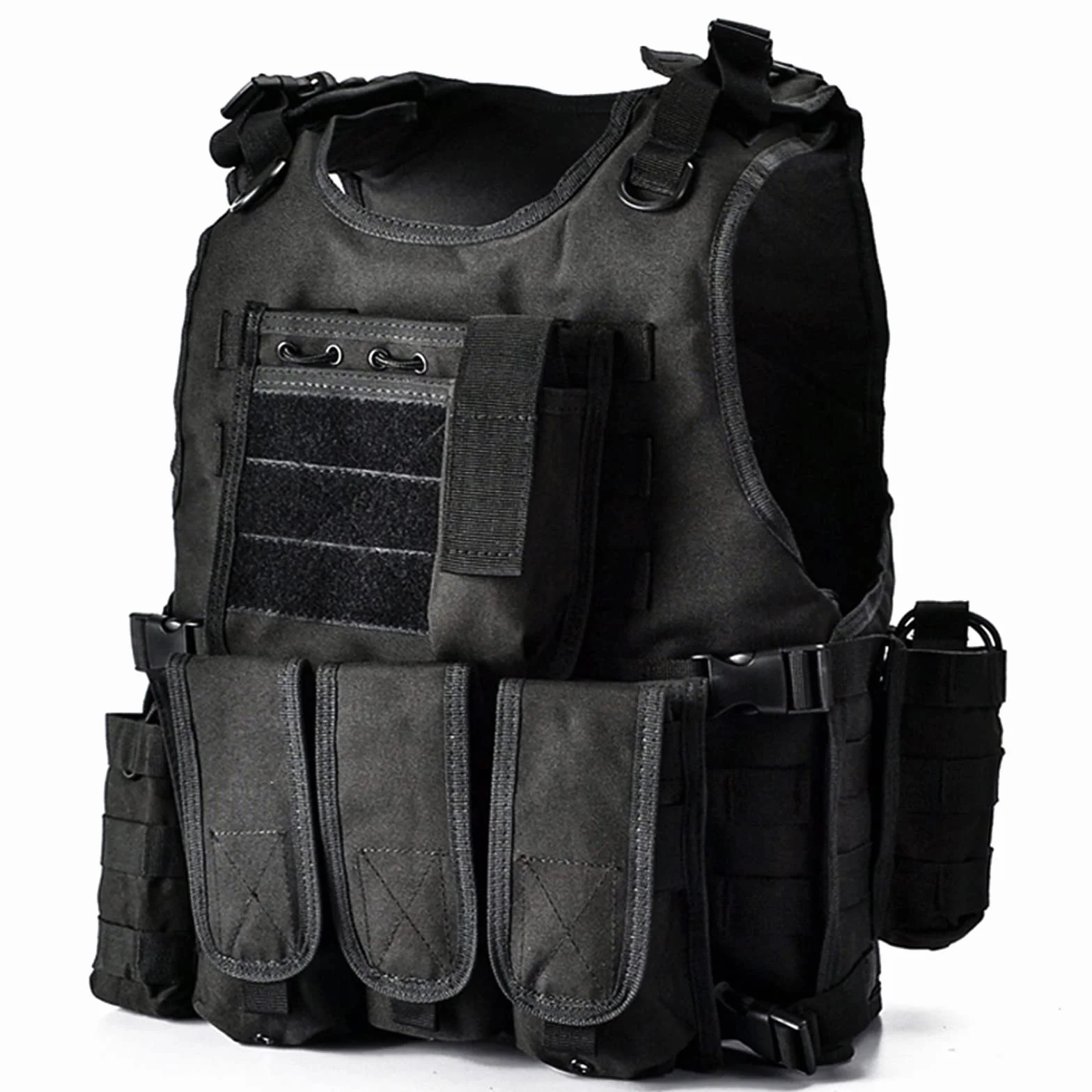 YAKEDA Kamizelka taktyczna Camo, wojskowa, policyjna, regulowana odznaka, kurtka drzwiowa, czarna, jeden rozmiar, Czarny (Black), rozmiar uniwersalny