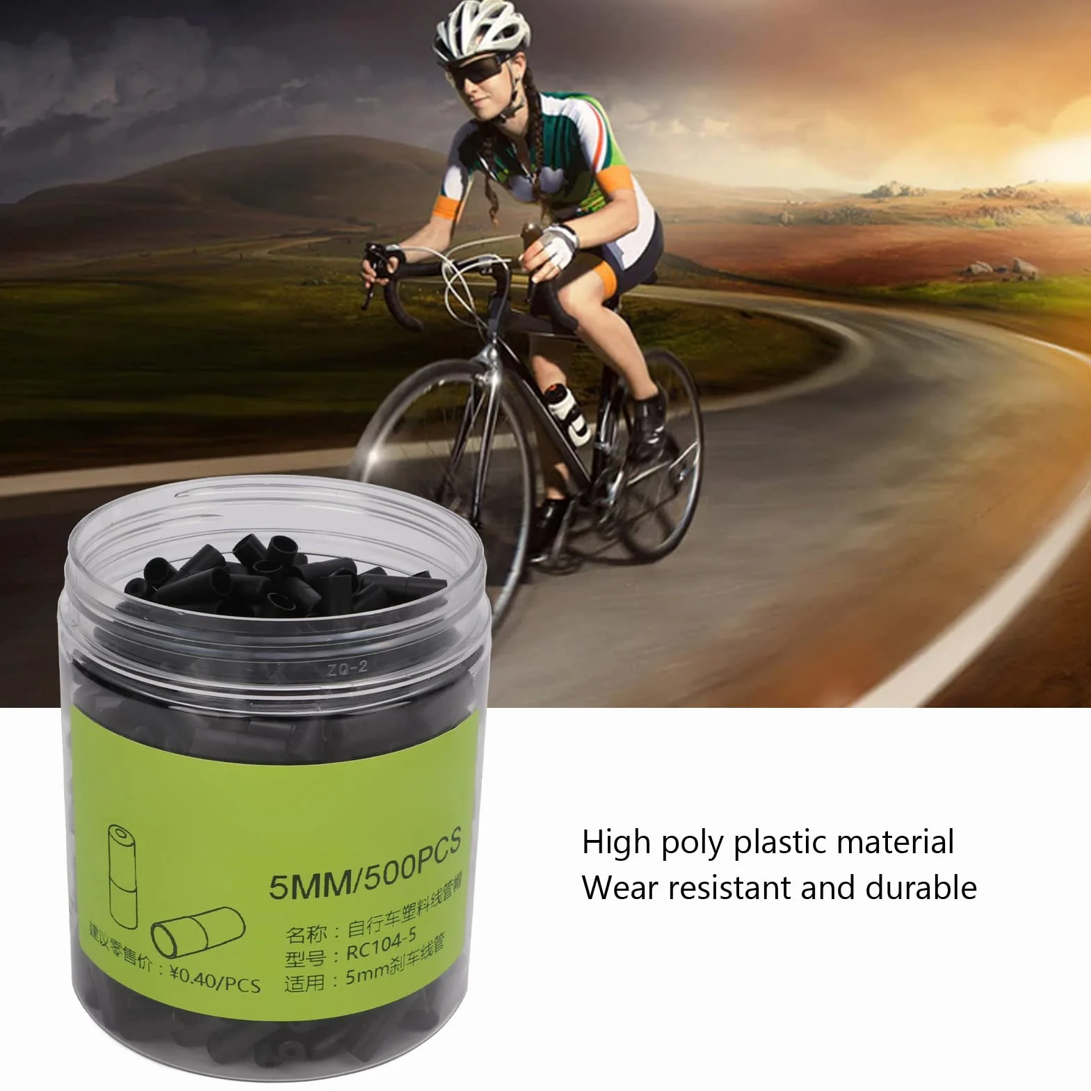 Zaślepki Obudowy Kabla Hamulca Rowerowego 500 Szt. Plastikowe 5 Mm