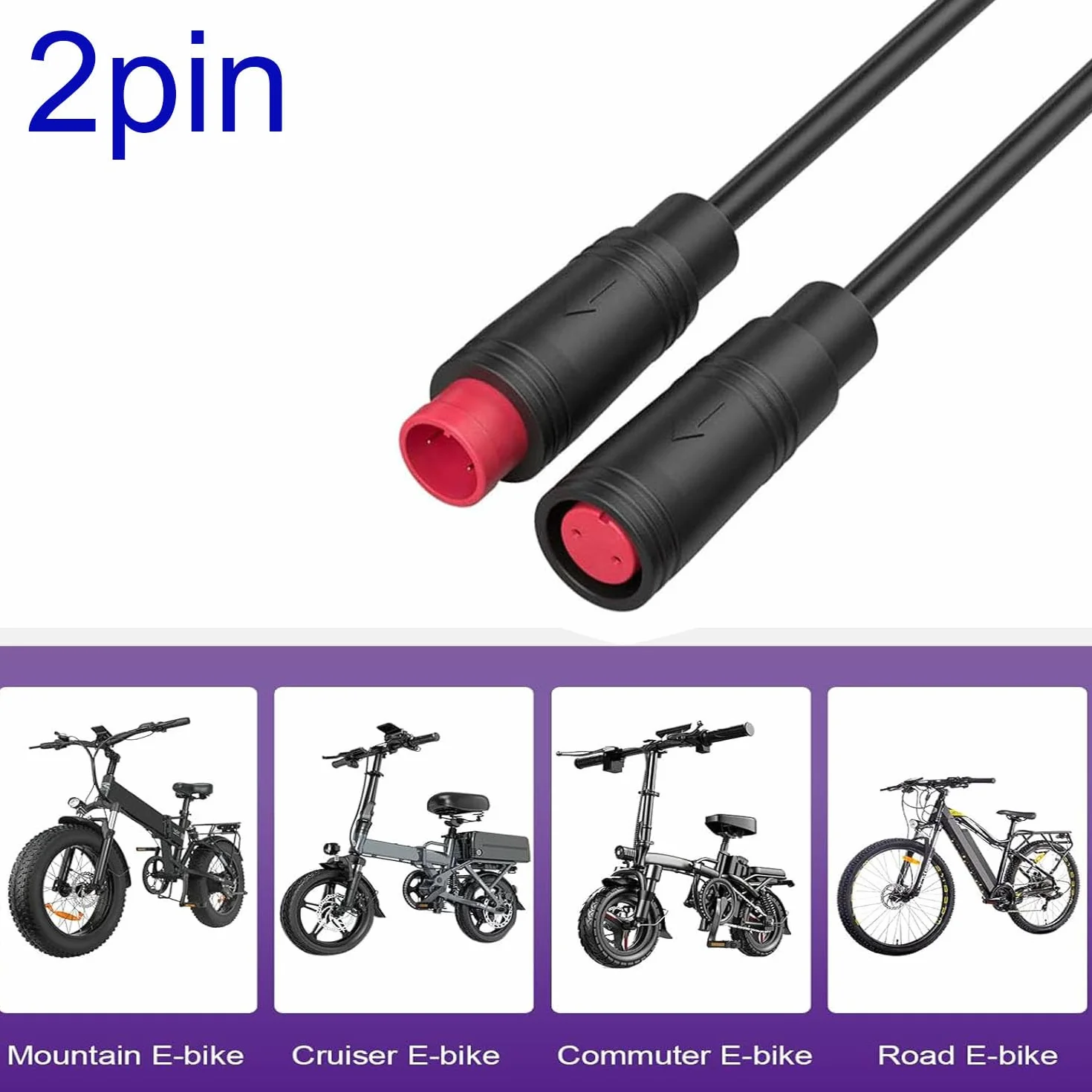 RUNCCI-YUN 2 SZT. Wodoodporne złącze przedłużające kabel Julet 2-pinowe do roweru elektrycznego, wtyczka męska i żeńska z przewodem, 2-pinowe złącze kabla do oświetlenia roweru elektrycznego, projekty