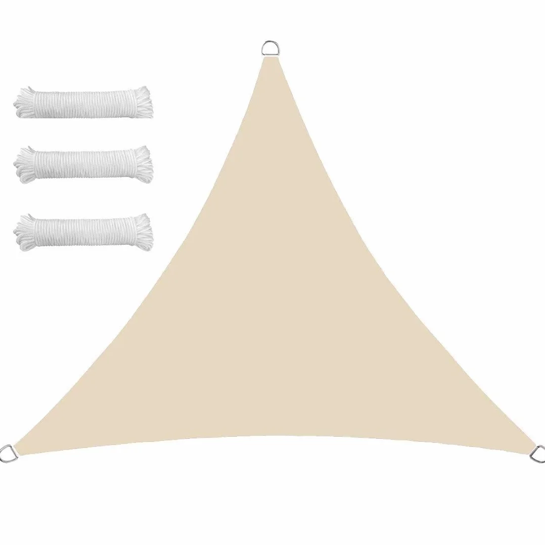 Żagiel przeciwsłoneczny, wodoszczelny, trójkąt, równoboczny, 1,6 x 1,6 x 1,6 m, żagiel przeciwsłoneczny, ochrona przed słońcem, 95% ochrona przed promieniowaniem UV, ochrona przed wiatrem, na balkon,