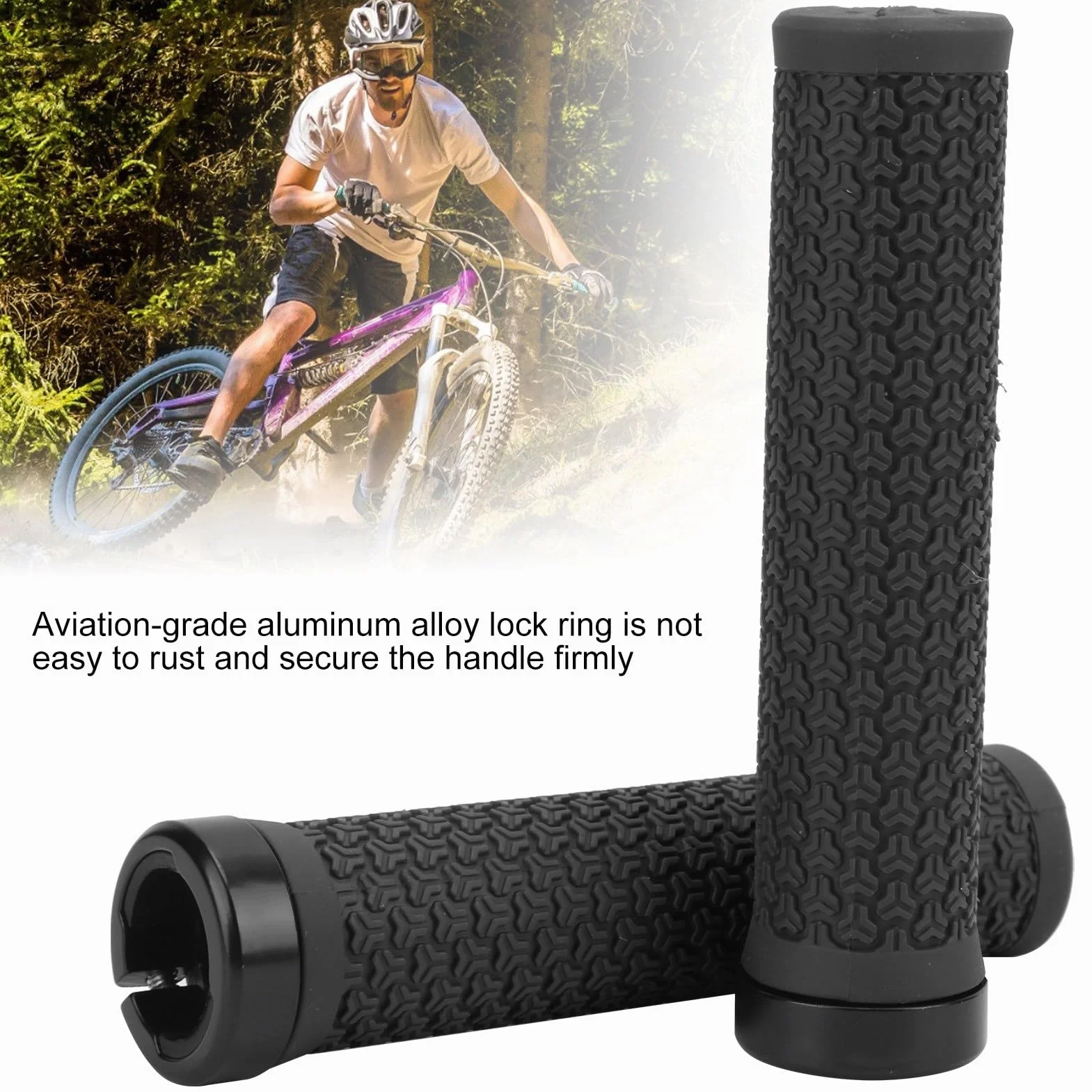 Uchwyty MTB z pojedynczą blokadą Antypoślizgowe Gumowe Amortyzujące do Roweru Górskiego Enduro