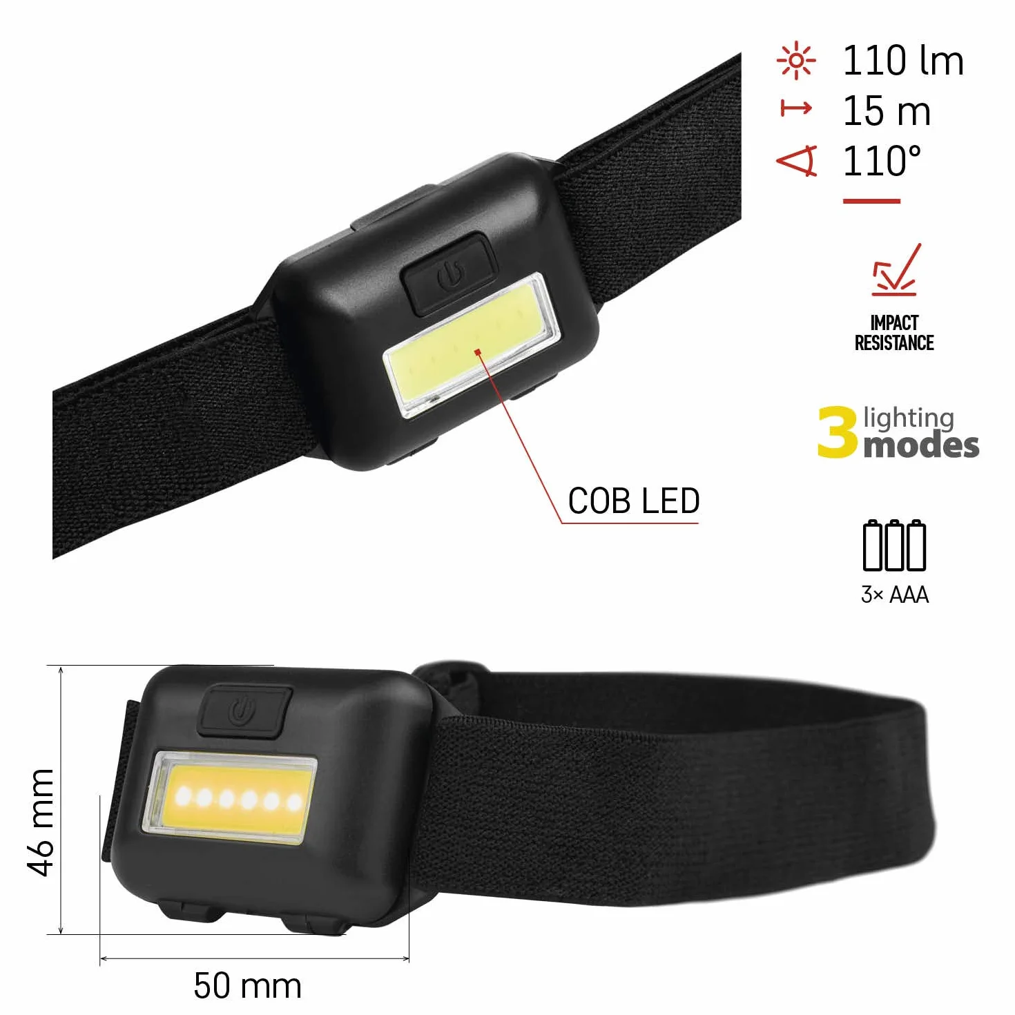 EMOS Mini latarka czołowa dla dzieci COB LED 110 lm 3 tryby świateł odporna na uderzenia