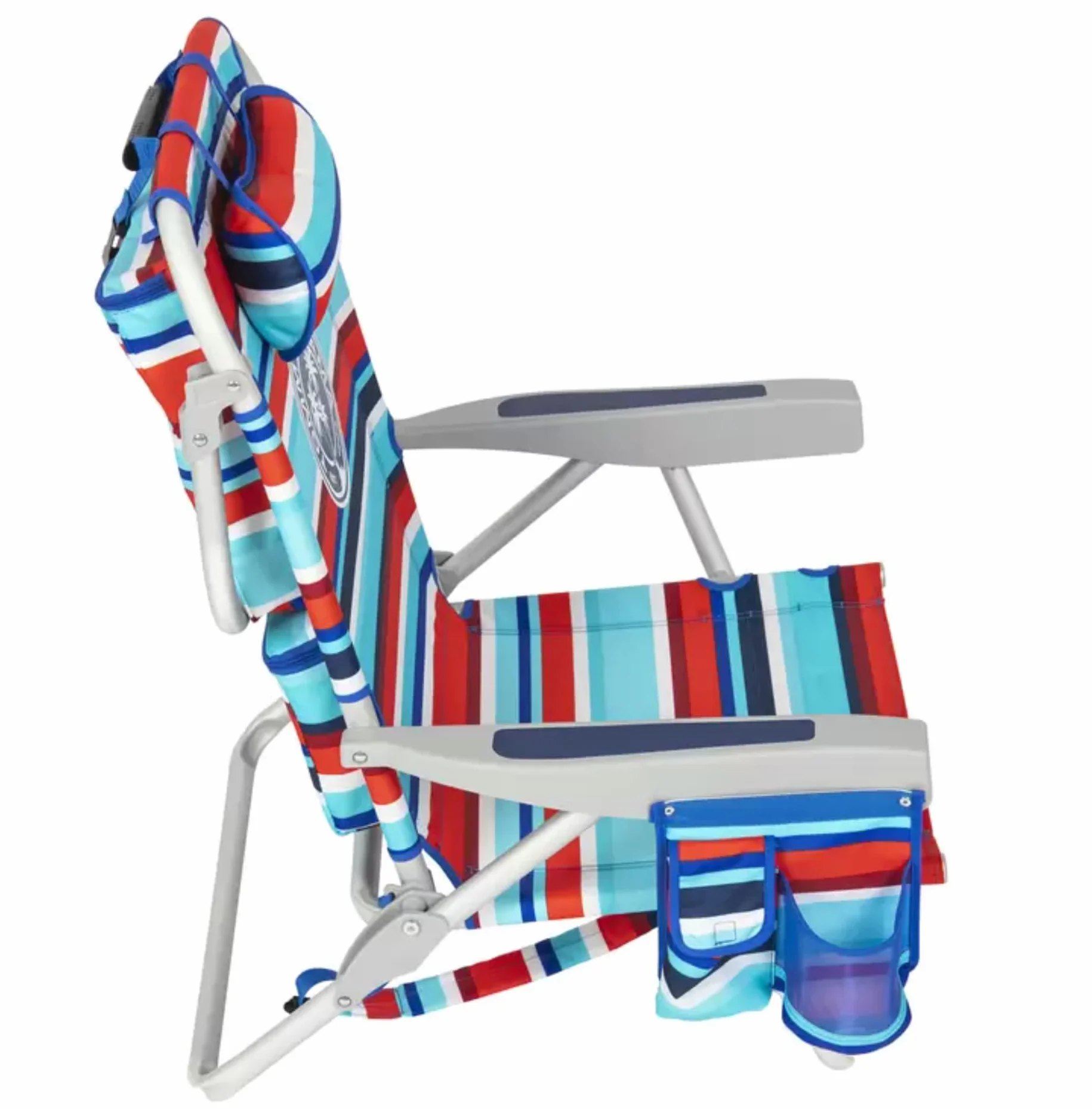 Tommy Bahama Krzesło Plażowe z Plecakiem Model 2025 – Składane, Regulowane i Lekkie | 5 Pozycji | Tropikalny Design | Aluminiowa Rama | Czerwono-Turkusowe Paski