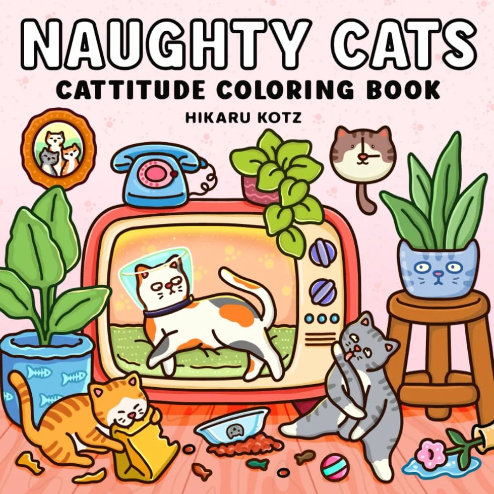 Naughty Cats: Cattitude Coloring Book for Adults and Teens