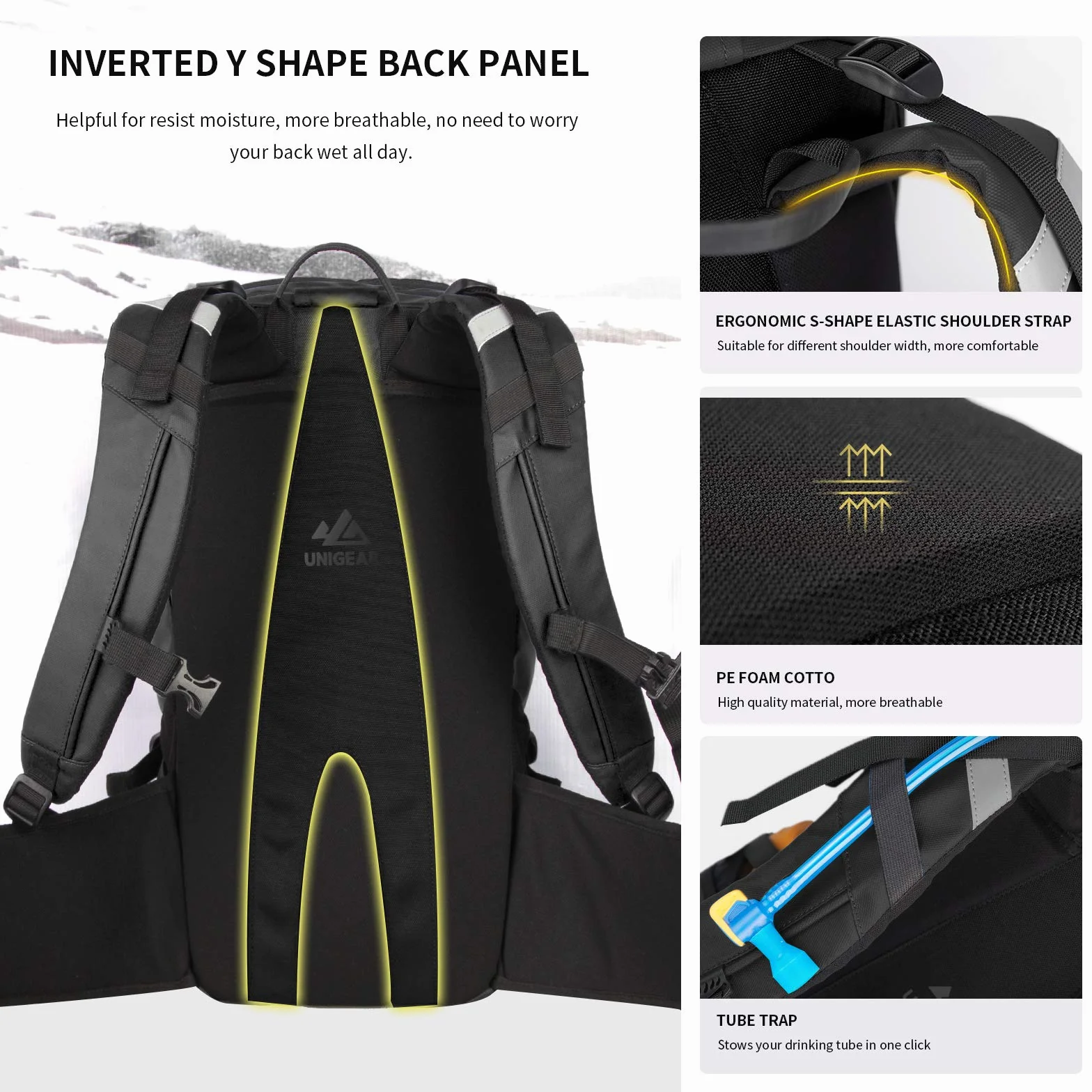 Unigear Plecak narciarski, snowboard, plecak turystyczny, nawodnienie, outdoor, sporty zimowe, wędrówki, trekking, jazda na rowerze, 22 l