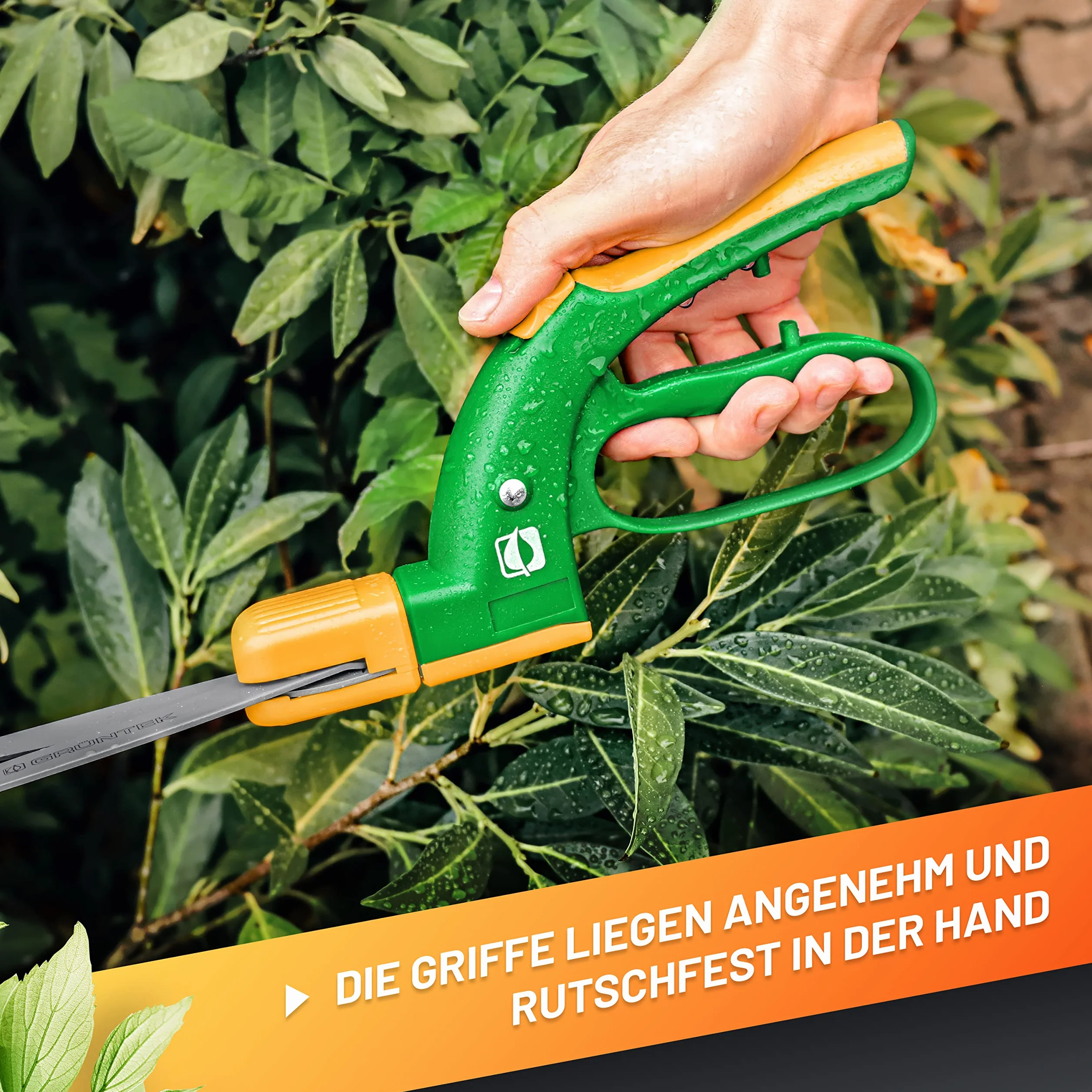 GRÜNTEK nożyce do trawy Jerzyk/Segler 380 mm TEFLON 360° obrotowa głowica tnąca, powlekana teflonem, ochrona dłoni, wygodne nożyce do trawy, 21 dni zwrotu pieniędzy