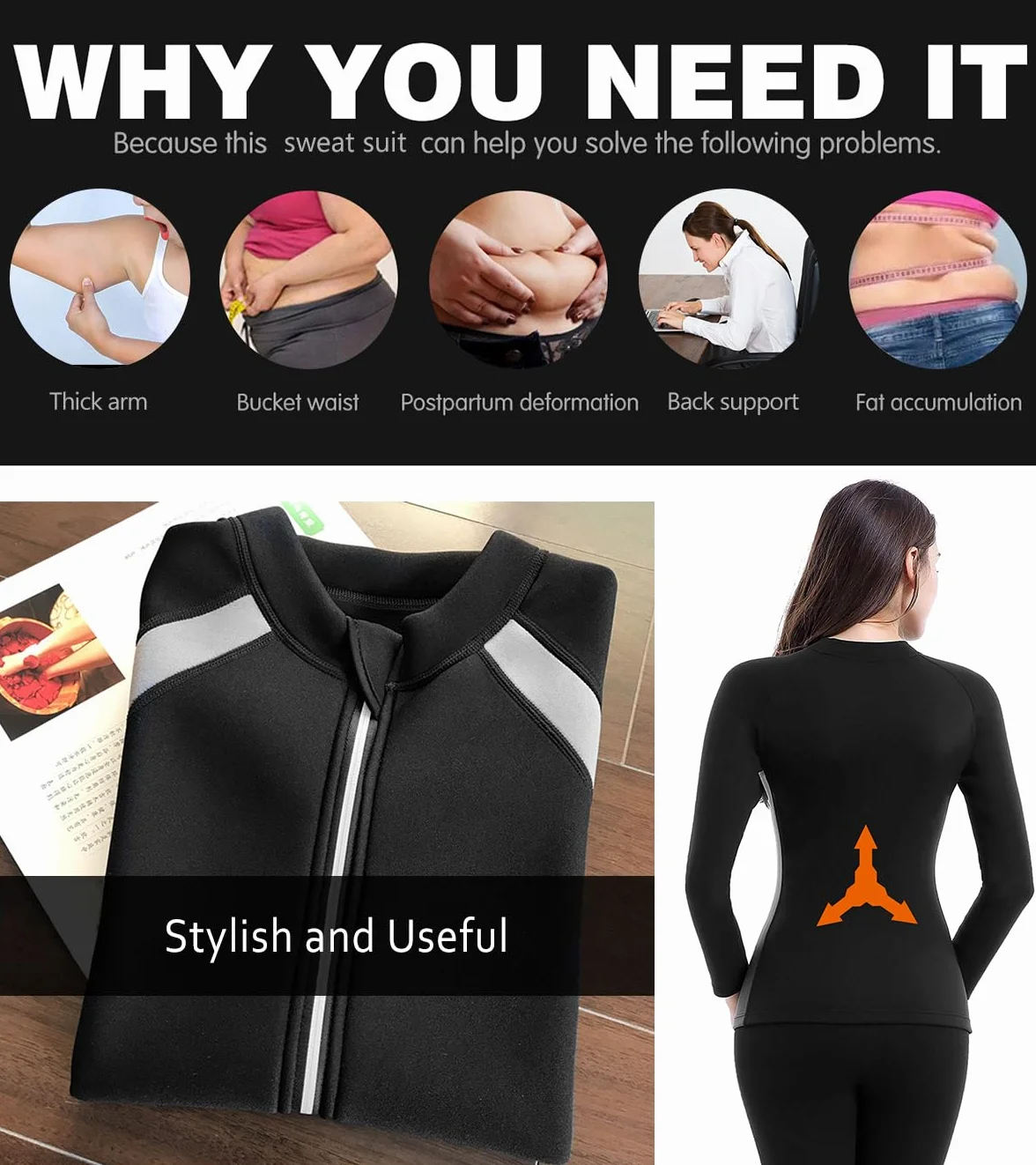 Sauna Neopren Kurtka Odchudzająca Kompresja Pocenie Siłownia Bieganie Fitness Damskie Bluzy z Długim Rękawem