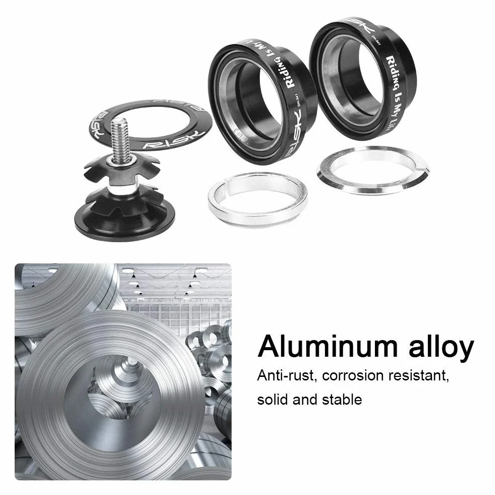 Zestaw słuchawkowy ze stopu aluminium 34 mm widelec zestaw słuchawkowy do prostego łożyska widelca sterowego 28,6 mm (czarny)