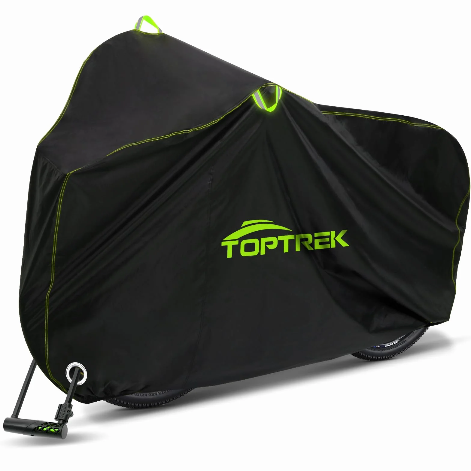 toptrek Pokrowiec na rower, tkanina Oxford 210D, wysokiej jakości plandeka na rower z oczkami, ochrona przed słońcem, odporna na rozerwanie, z workiem (czarna, 200 x 110 x 70 cm, na 1 rower)