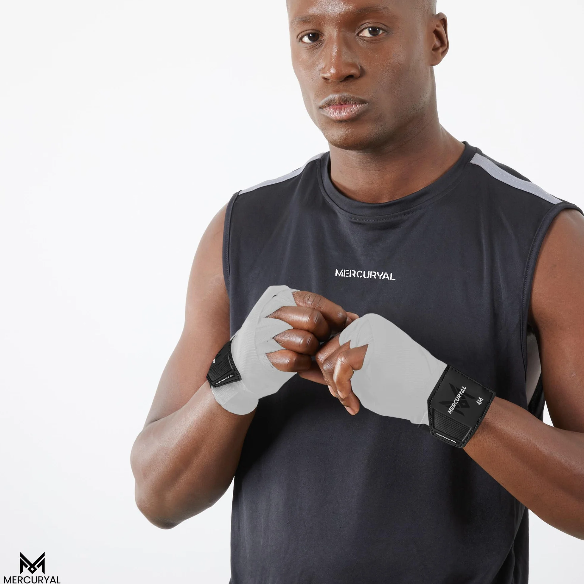 MERCURYAL Bandaże Boks 4m do ochrony dłoni - Bandaże Boks Rękawice Wewnętrzne - Wstążka Boxing - Hand Wraps Muay Thai MMA Kick Boxing Sztuki walki - Bandaże dla kobiet i mężczyzn (Biały)