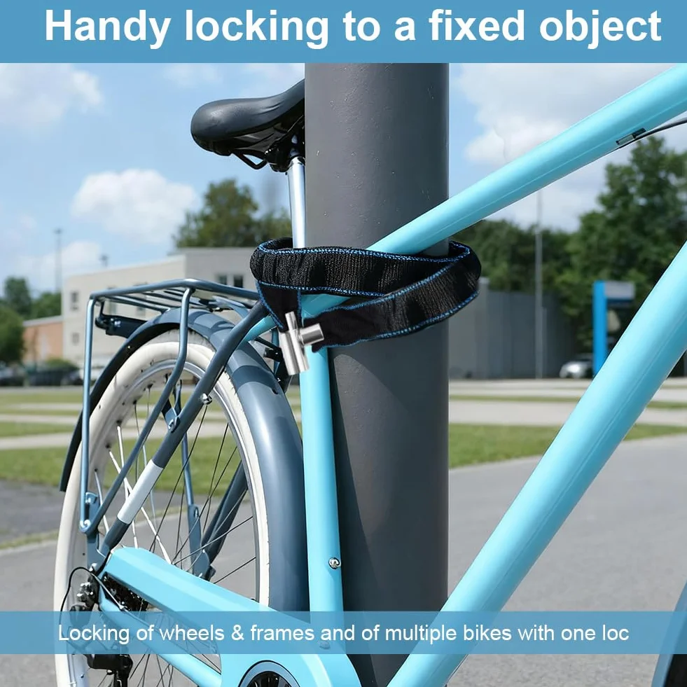 Zamek rowerowy z 2 kluczami, ciężki łańcuch rowerowy 85 cm, zabezpieczenie przed kradzieżą i wysokim bezpieczeństwem, z wodoodporną osłoną, stalowy łańcuch do roweru, motocyklu, MTB, drzwi