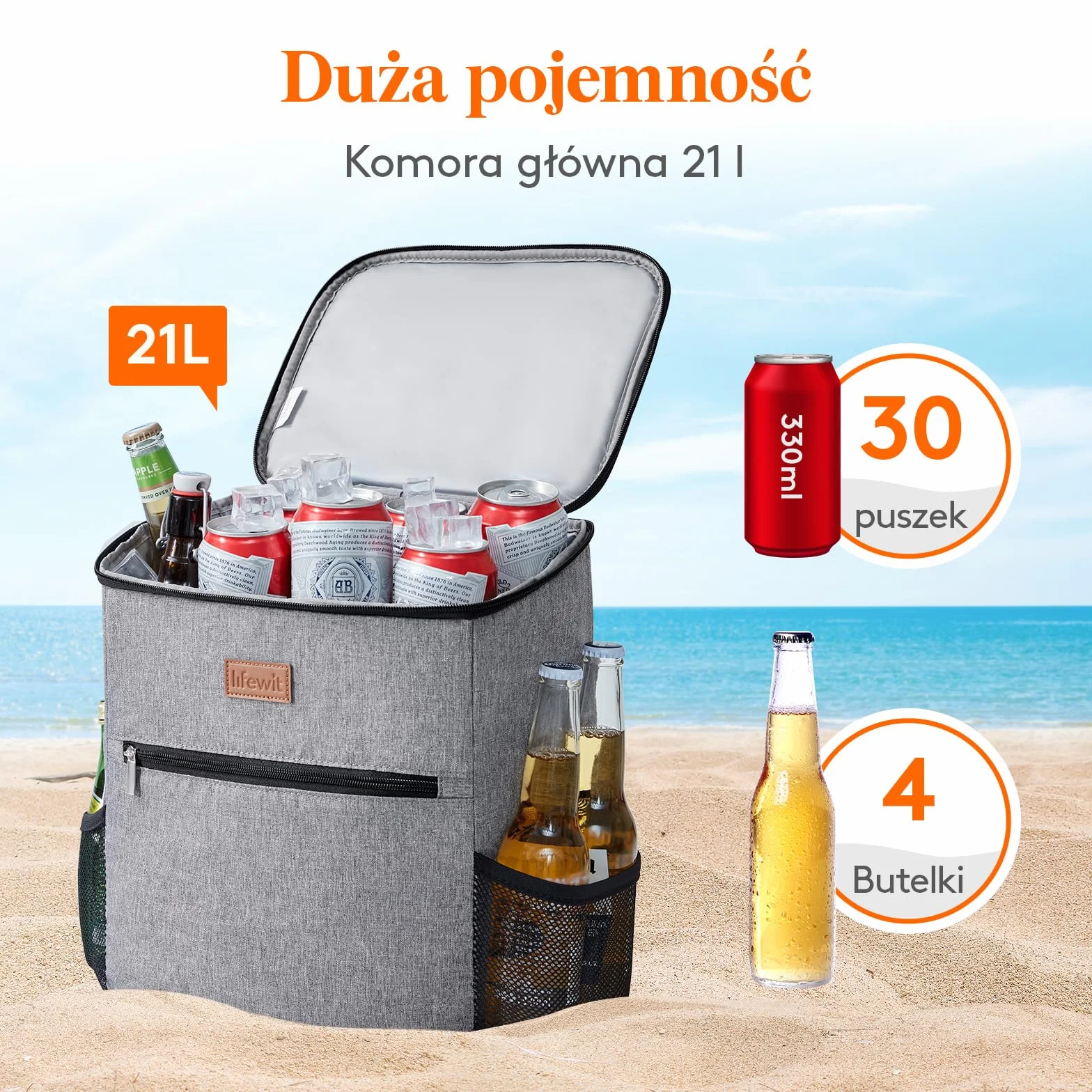 Lifewit Torba Termiczna Plecak, Duża Plecak Chłodzący dla Dorosłych, Torba Piknikowa Izolowana, Cooler Bag Wodoodporna Przenośna na Piknik, Plażę, Camping, Podróż