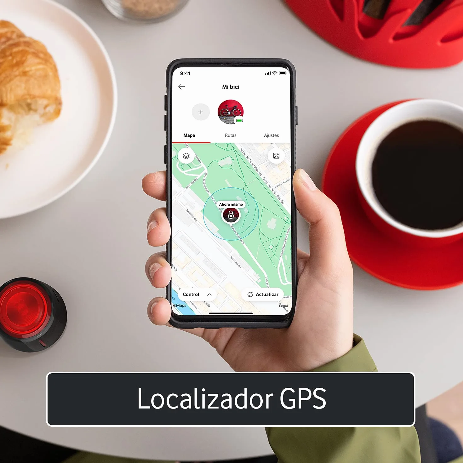 Vodafone Inteligentne tylne światło rowerowe, Curve Bike LightGPS Tracker - światło hamowania z lokalizatorem GPS, wykrywanie uderzeń i alarm bezpieczeństwa zawiera subskrypcję 6 miesięcy, czarny