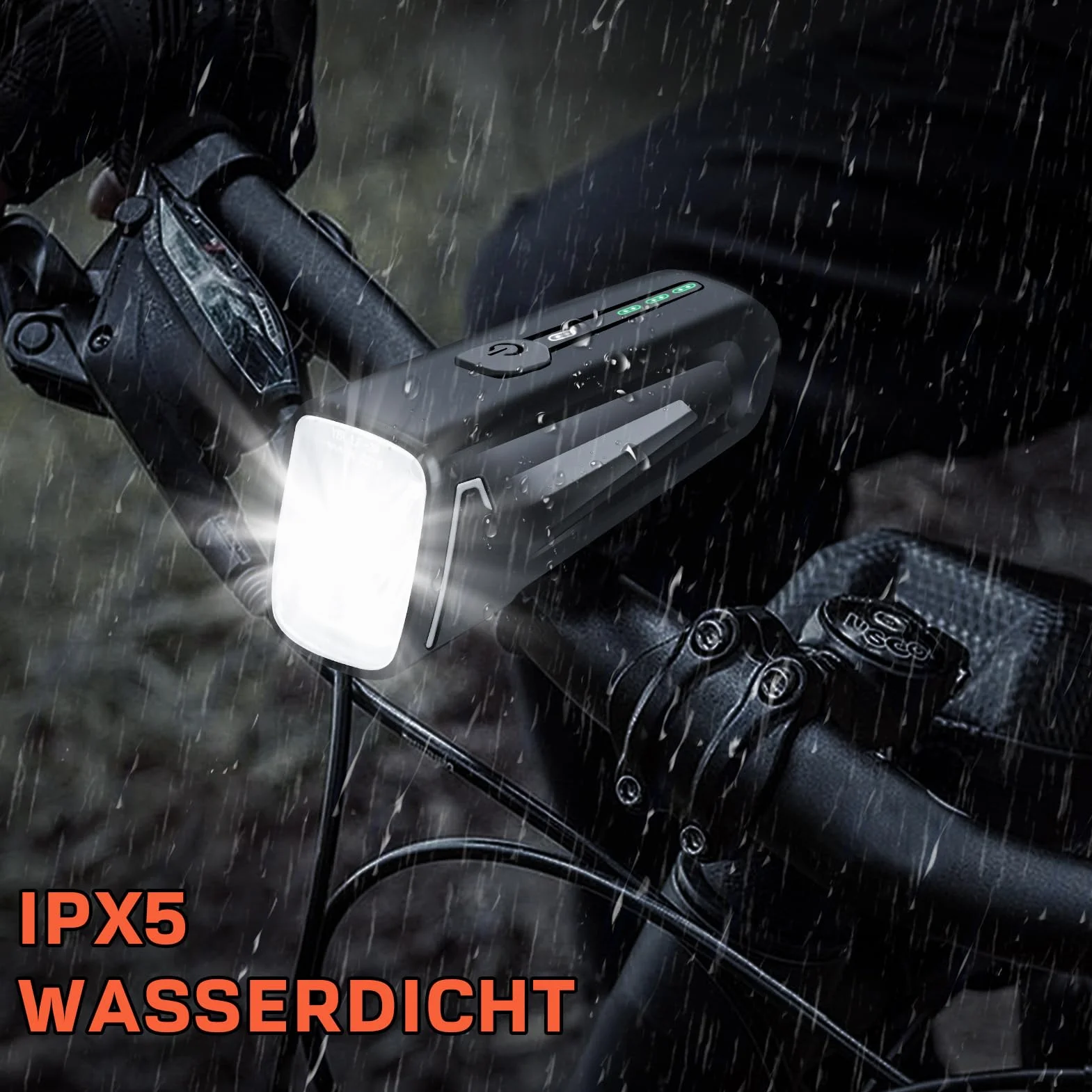 LED Fahrrad Lampe Set Frontlicht Rücklicht USB-C Aufladbar IPX5 Wasserdicht 60/35 LUX