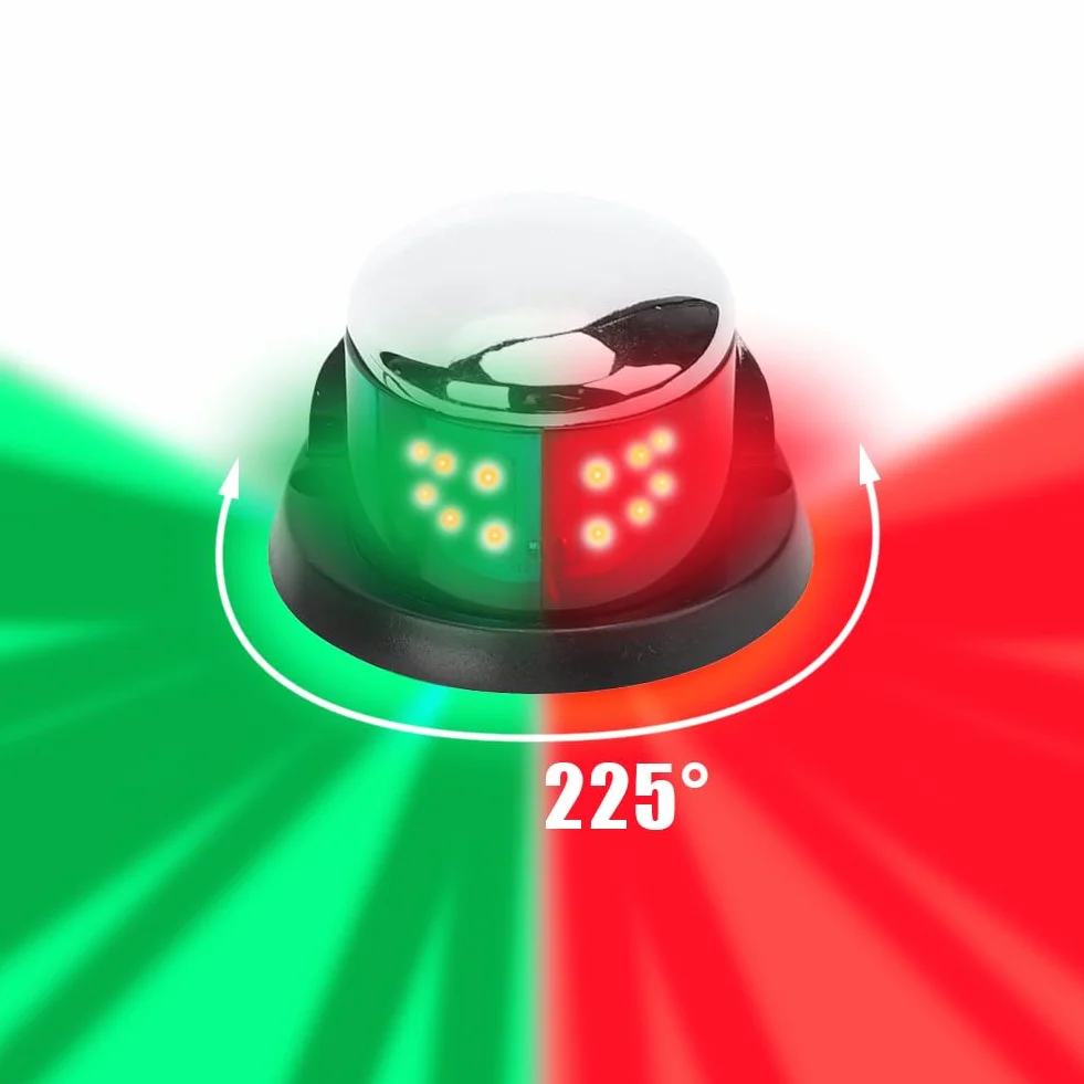 Led Światło Nawigacyjne dla łodzi, Lampka Sygnalizacyjna Jachtu Czerwony Zielony Oświetlenie Dziobu Morskiego 35 Stóp Wysoka widoczność Nocny Rejs Sprzęt Bezpieczeństwa