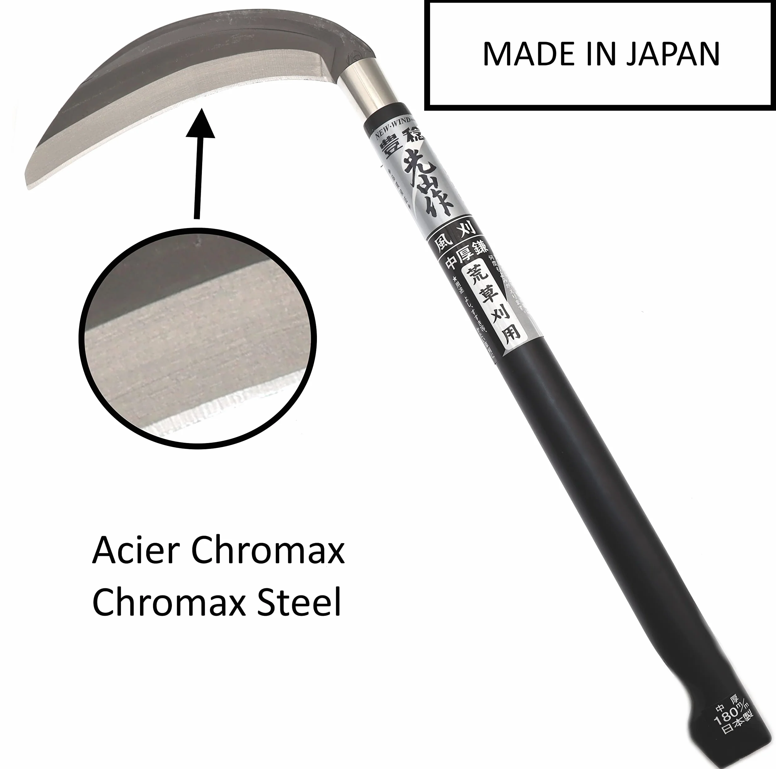 Ręczny Sierp z Grubym Japońskim Stalowym Ostrzem Chromax do Koszenia i Przycinania Twardej Trawy do Pielenia Narzędzie Ogrodnicze Made in Japan