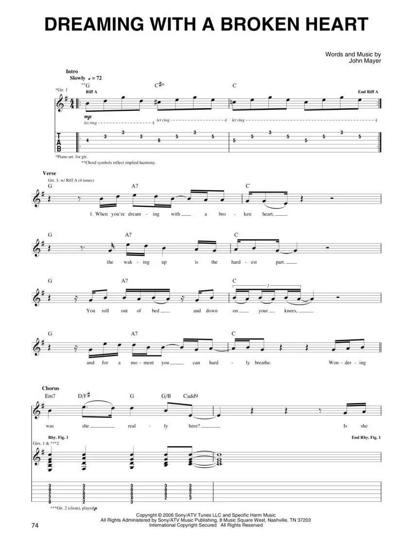 John mayer : continuum - play it like it is - guitar tab: Music by John Mayer