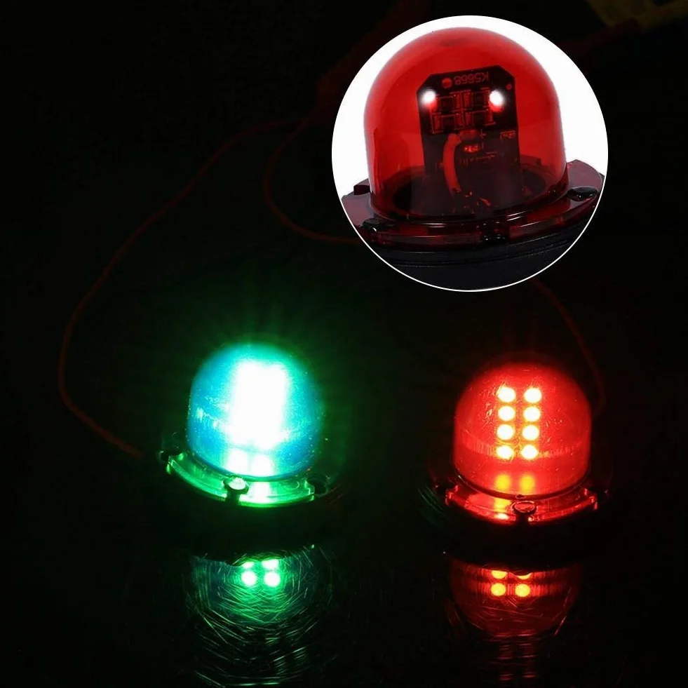Lampa nawigacyjna do łodzi 12V ze stali nierdzewnej LED morska lampa nawigacyjna do łodzi jachtu czerwono-zielona dziobowa do pontonu jachtu kajaka