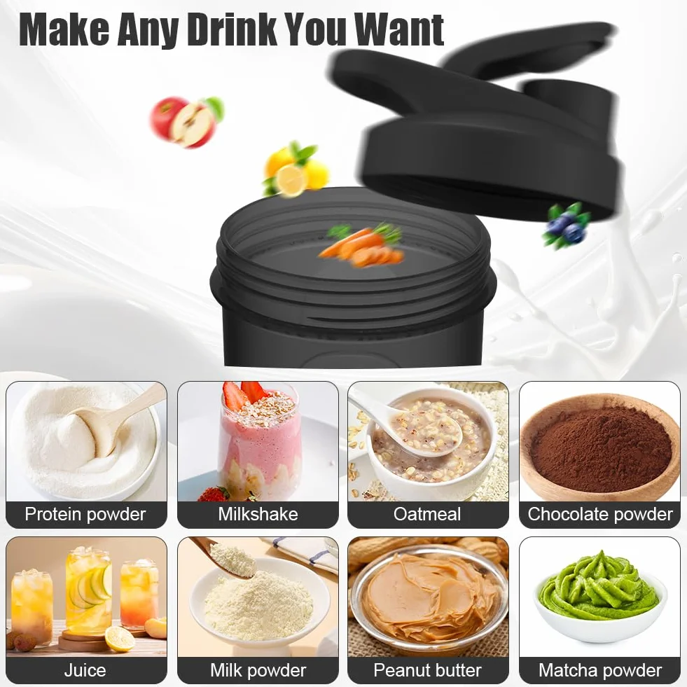 Shaker proteinowy 400 ml ze stali nierdzewnej, 2 sztuki, wolny od BPA, szczelny