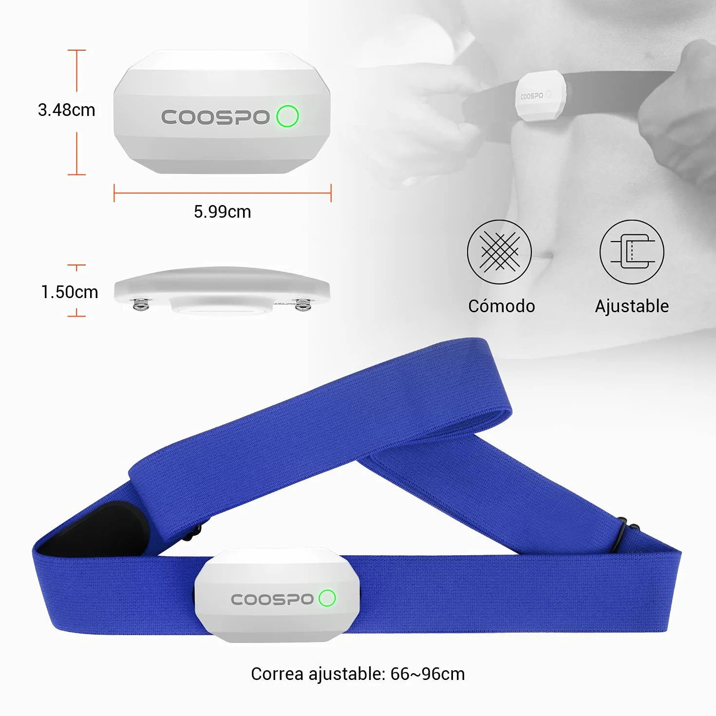 COOSPO H808S Czujnik Tętna Bluetooth Ant+ Monitor Sportowy