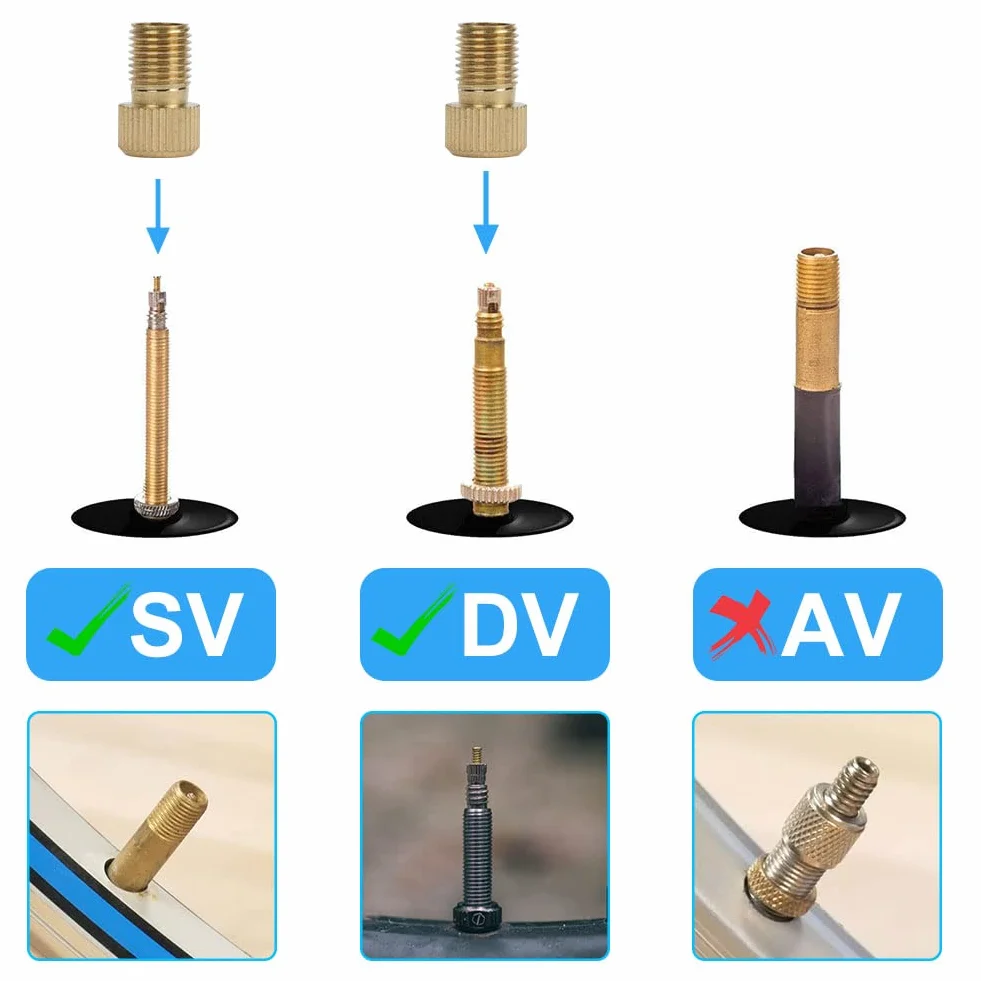 Flintronic Mosiężny Adapter do Zaworu Presta i Schradera 3 Szt. Złoty