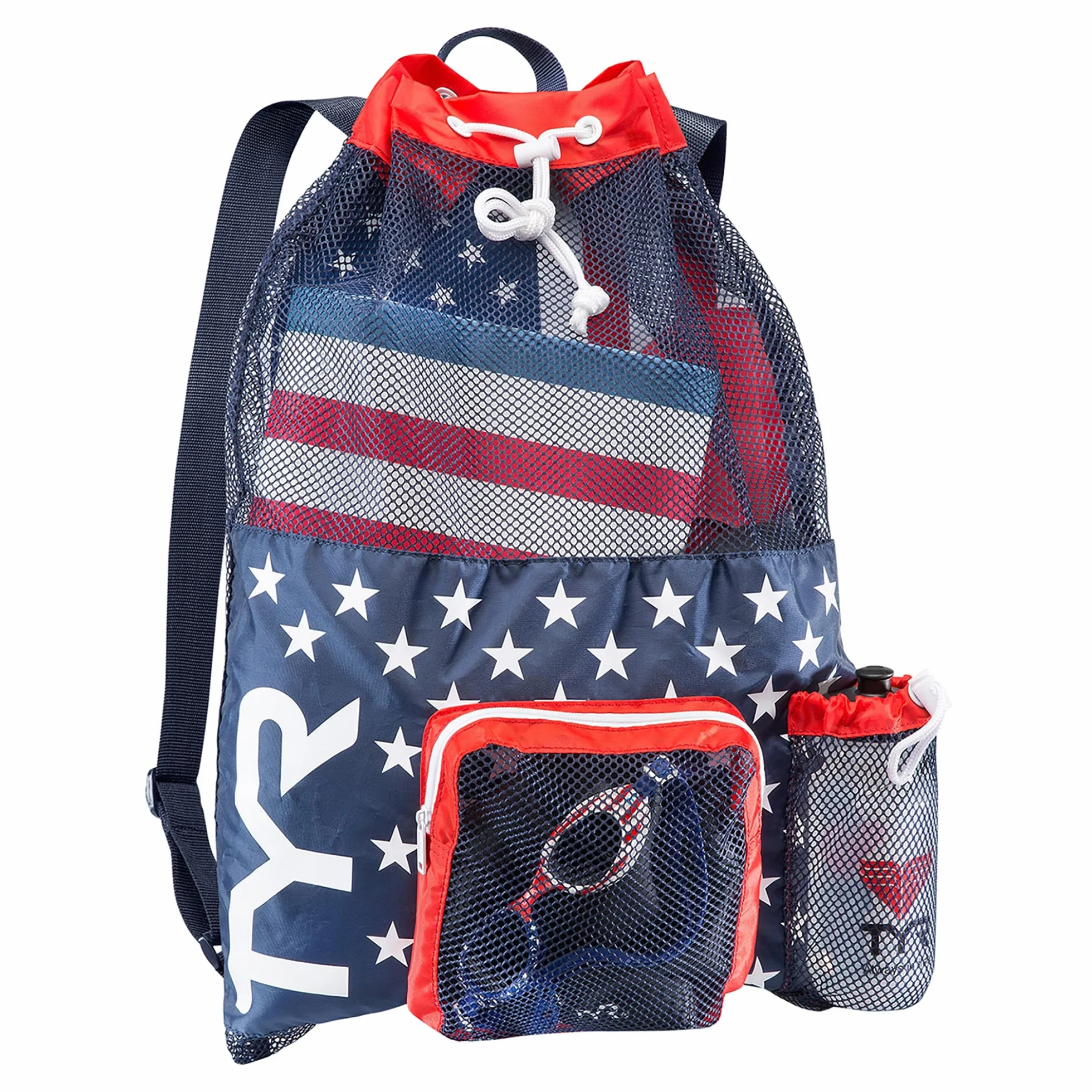 TYR Plecak unisex z dużą siatką dla mumii, Nadruk USA, Rozmiar Uniwersalny