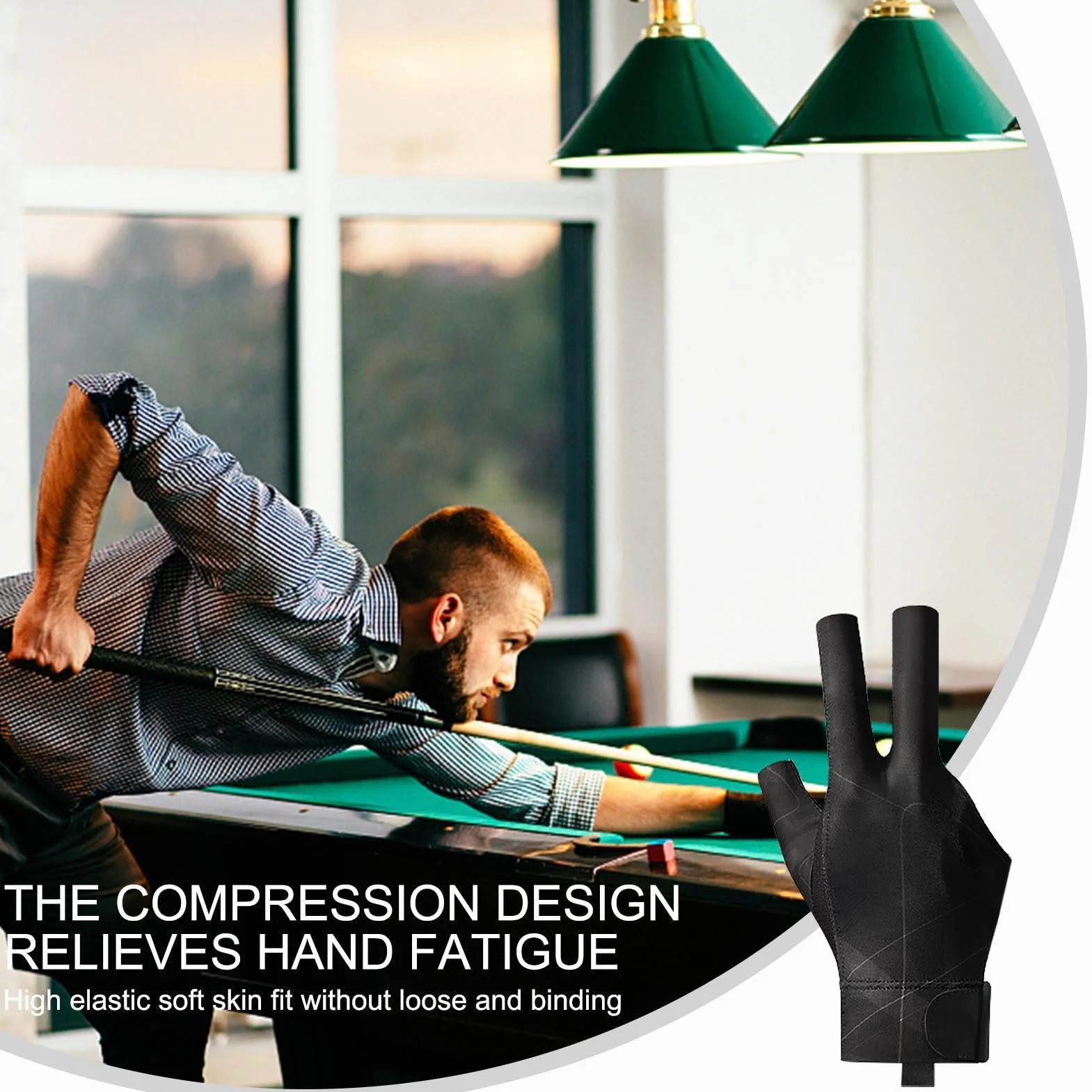 Pool Gloves, 3-Finger Trick Billiards Glove, Breathable Non-Slip Fabric, Stretchable Common Fit, Smooth Cue Control, Perfect for Men,women, Beginners, and Professional Players
