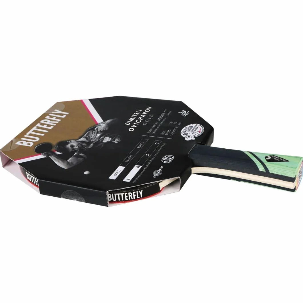 Butterfly® Dimitrij Ovtcharov Gold rakieta do tenisa stołowego, nowa technologia EVA, certyfikowana przez ITTF wykładzina Addoy z gąbką 1,5 mm, dla doświadczonych graczy