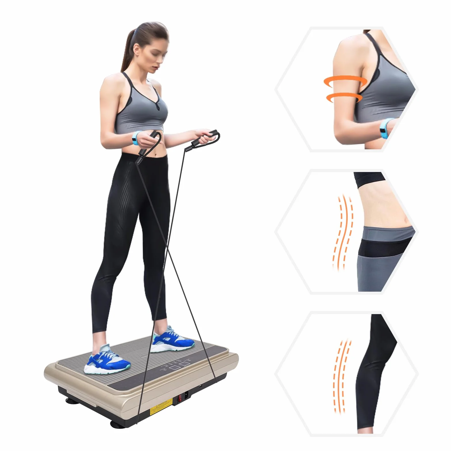 Platforma wibracyjna fitness z Bluetooth i silnikiem żelaznym szara srebrna