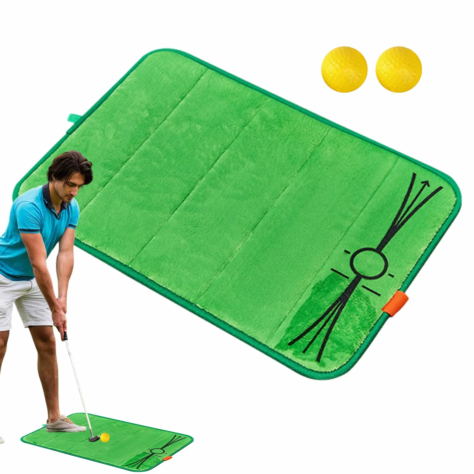 Golf Divot Mat Swing Training Set 19.69x13.78in Turf Hitting Pad Visual Feedback Portable Non-Slip