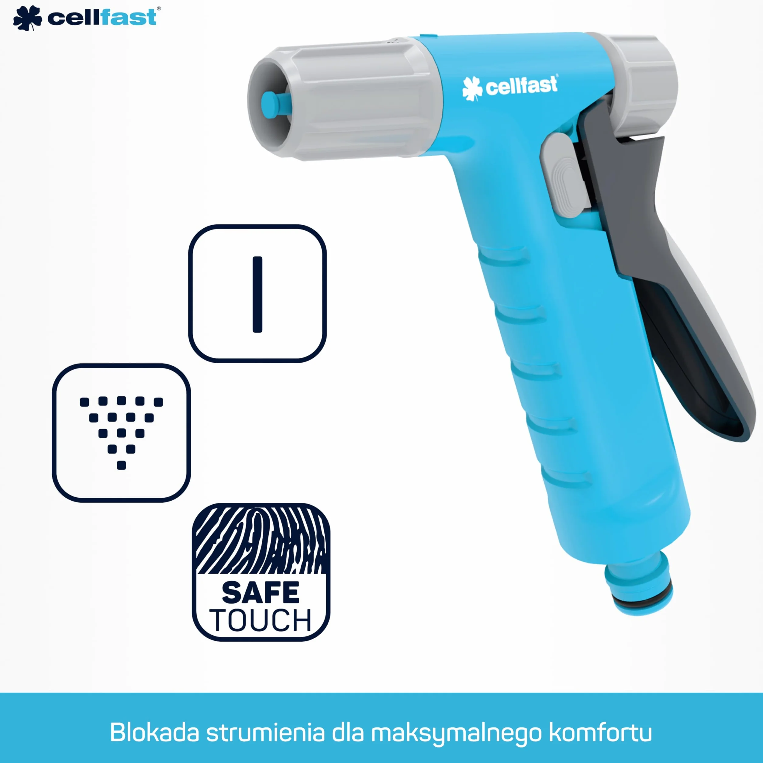CELLFAST Zraszacz Pistoletowy Zraszacz Ogrodowy Do Trawnika Kwiatów Roślin System Safetouch Hydron Ideal