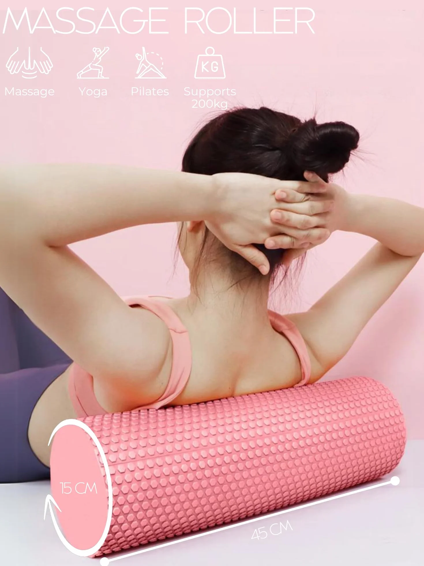 Wałek Piankowy do Masażu Mięśni 45x15cm Foam Roller Cylinder