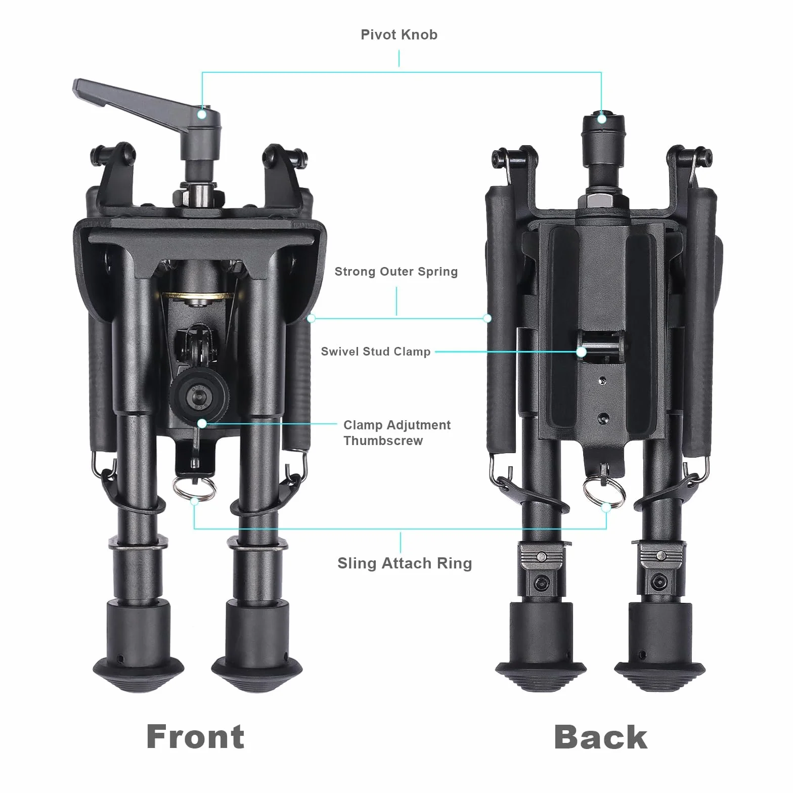 Feyachi Bipod karabinowy regulowany 6-9 cali Picatinny Weaver