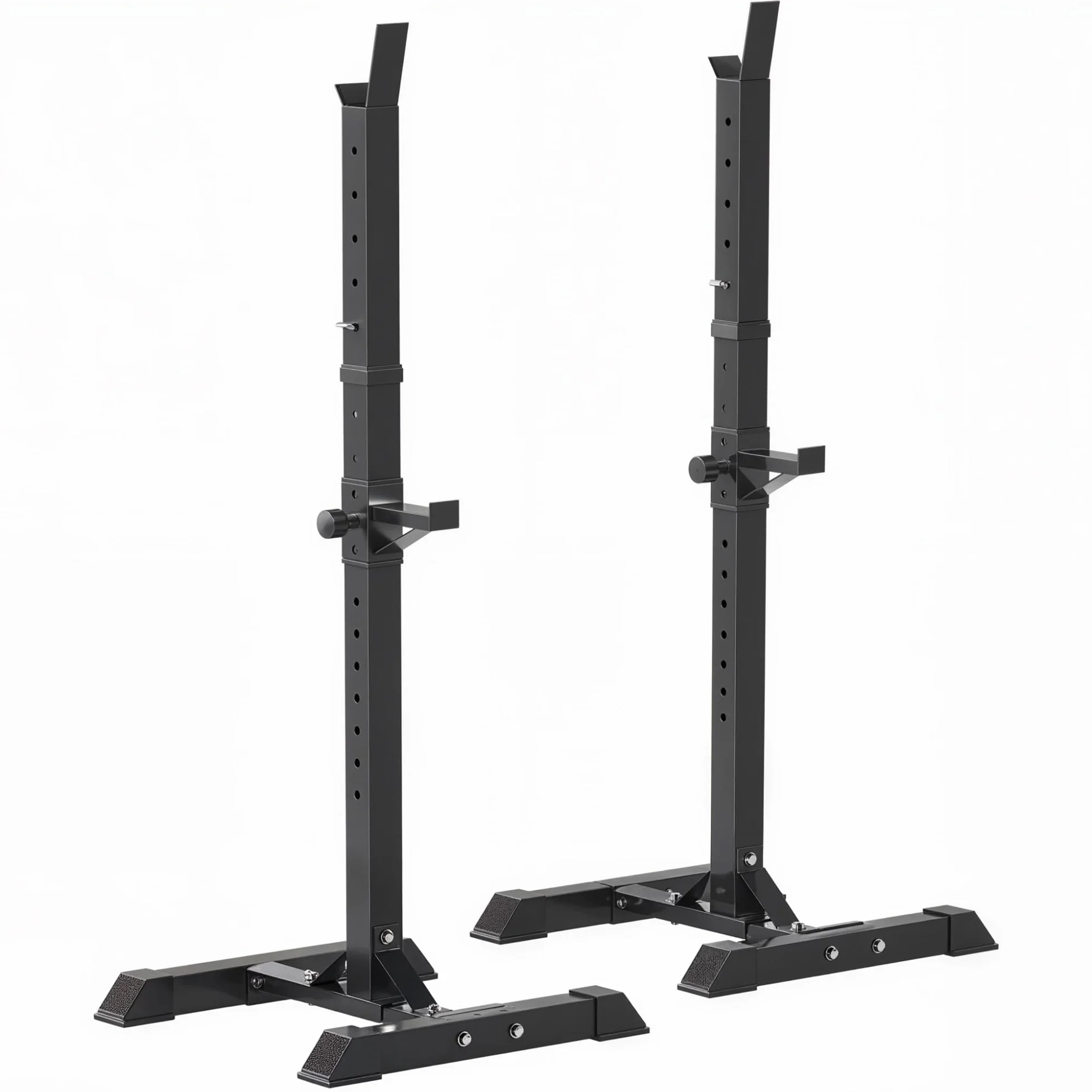 HOMCOM Stojak na hantle, zestaw 2 szt., stojak na długie hantle z regulacją wysokości, sztanga długa z gumowymi nakładkami, 105-160 cm, trening siłowy, do 150 kg, stal