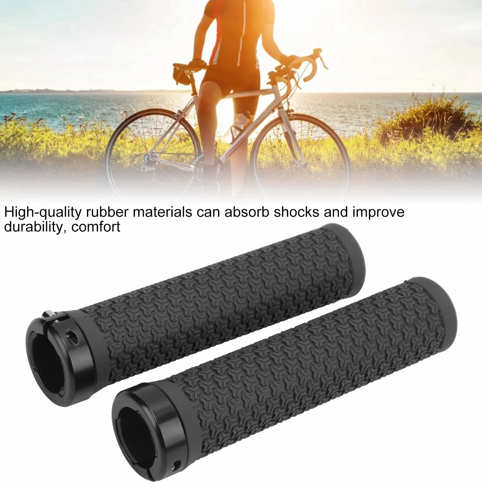Uchwyty MTB z pojedynczą blokadą Antypoślizgowe Gumowe Amortyzujące do Roweru Górskiego Enduro