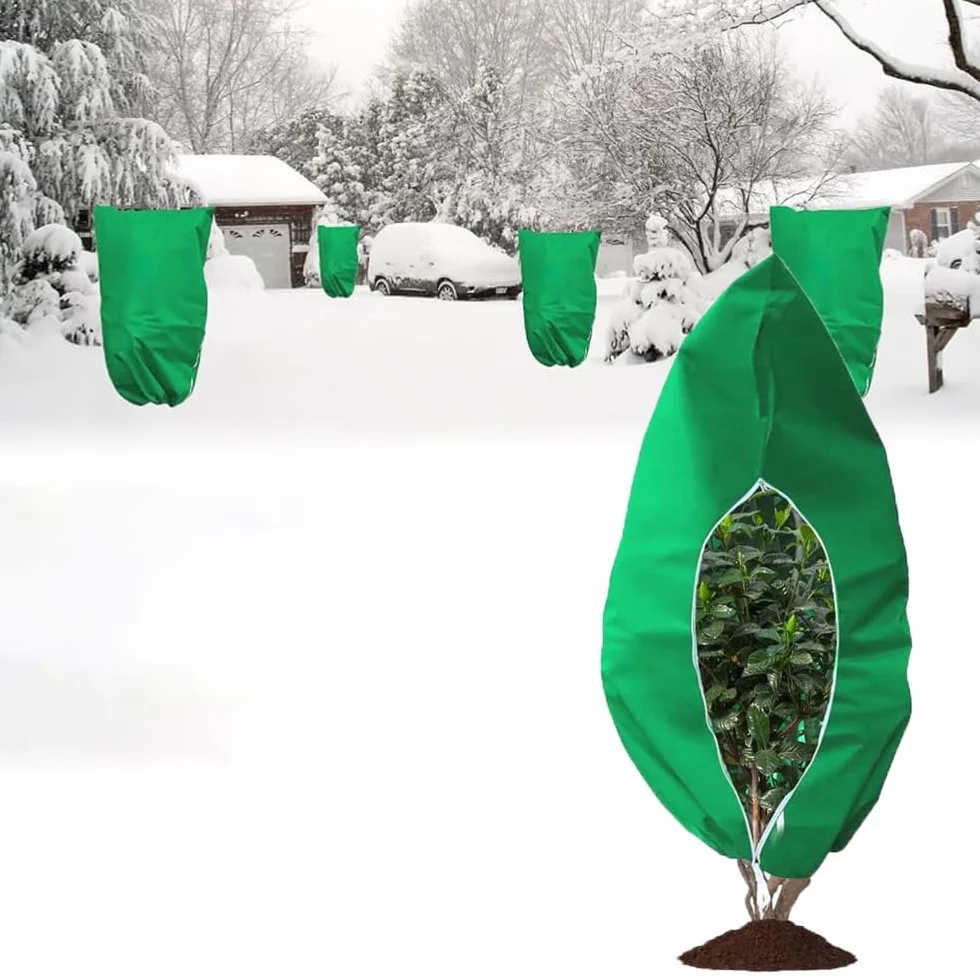 Pokrowce na rośliny, ochrona przed zamarzaniem, koce z zamkiem błyskawicznym, wielokrotnego użytku, zimowe, ochraniacze roślin, do ogrodu,100 x 120 cm,1 sztuki