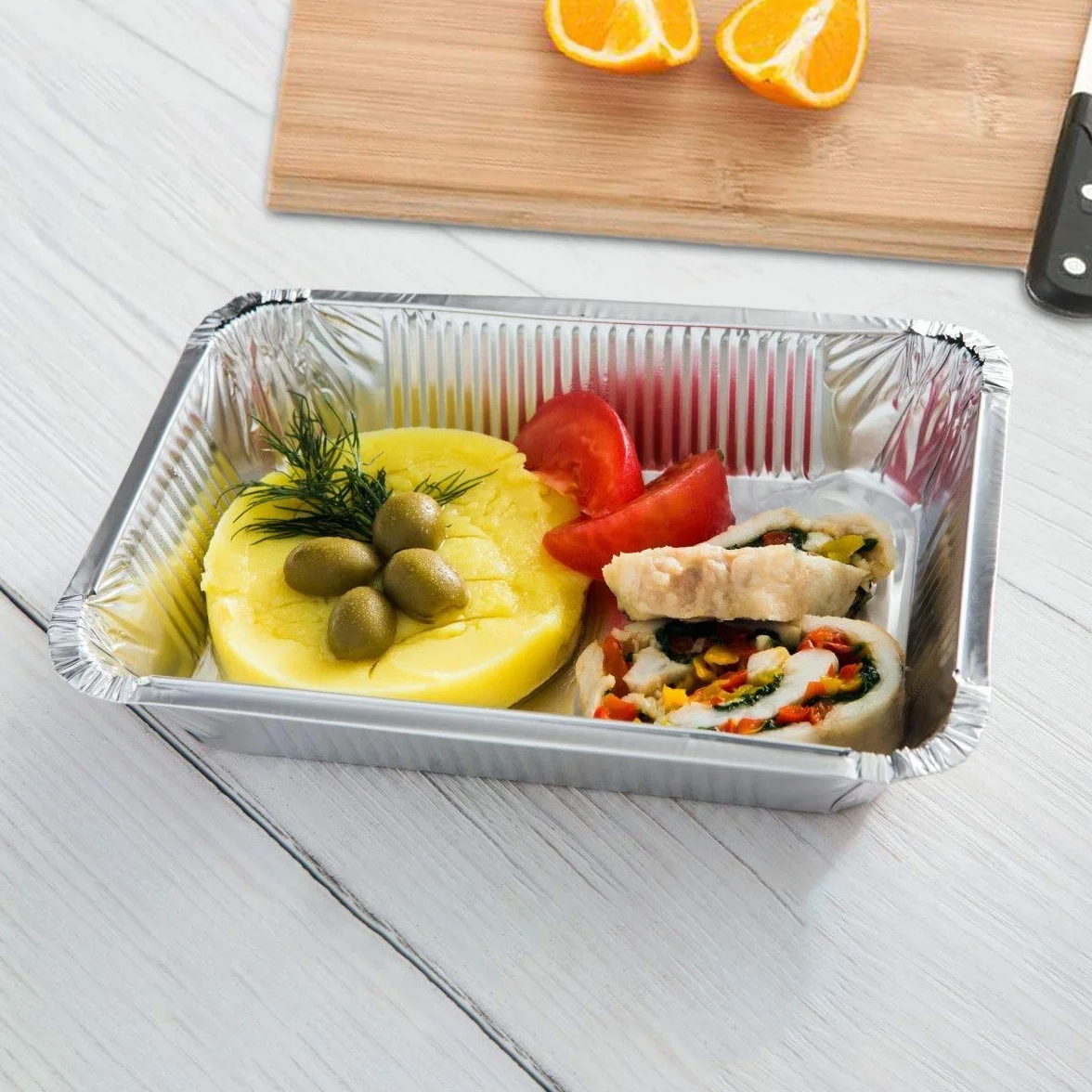 30 tacek z folii aluminiowej z pokrywkami i szczotką do grilla, 22 x 16 x 5 cm / 1000 ml pojemniki na żywność, tacki gastronomiczne do przygotowywania i serwowania jedzenia na wynos i na imprezę