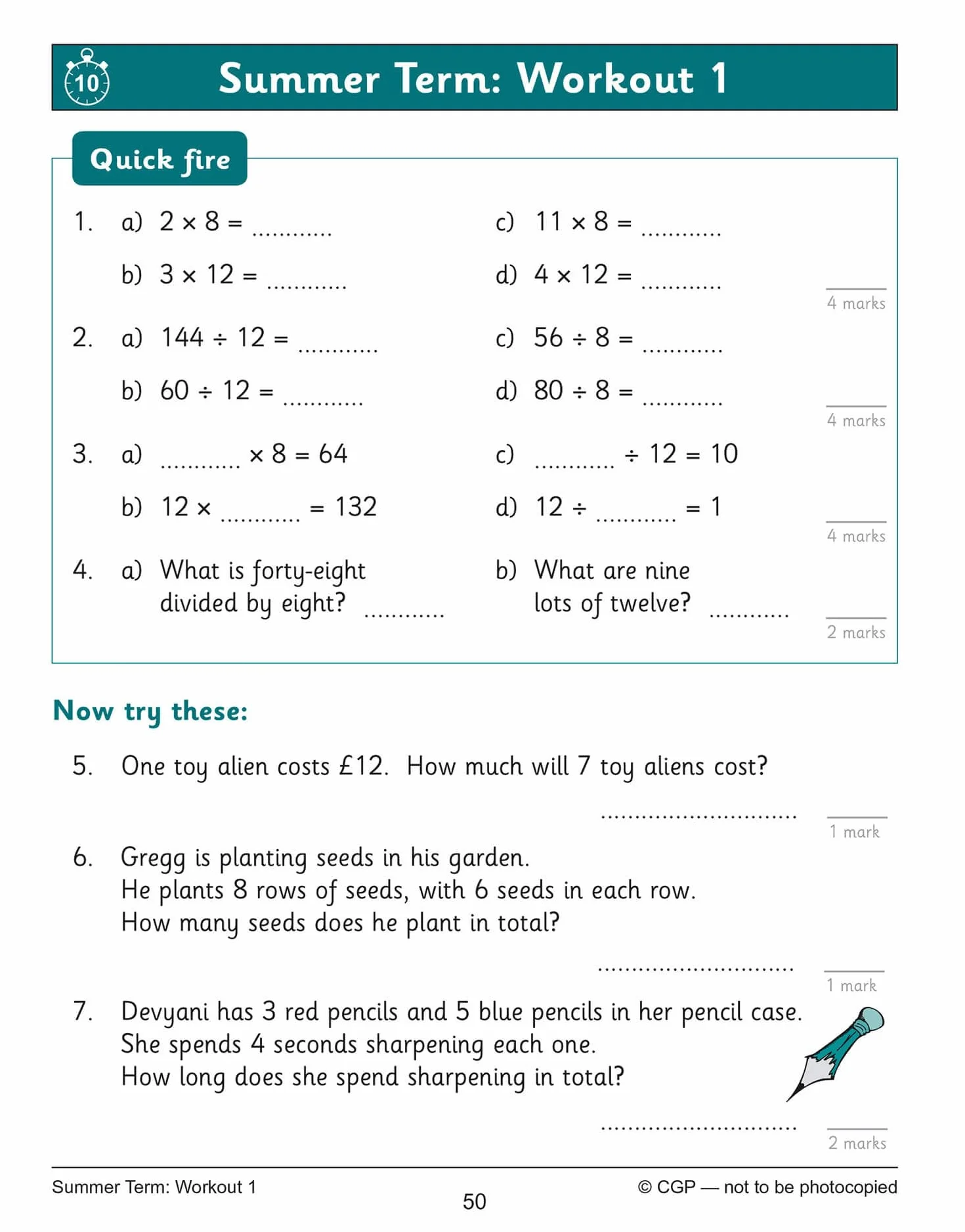 KS2 Year 5 Maths Times Tables 10-Minute Weekly Workouts
