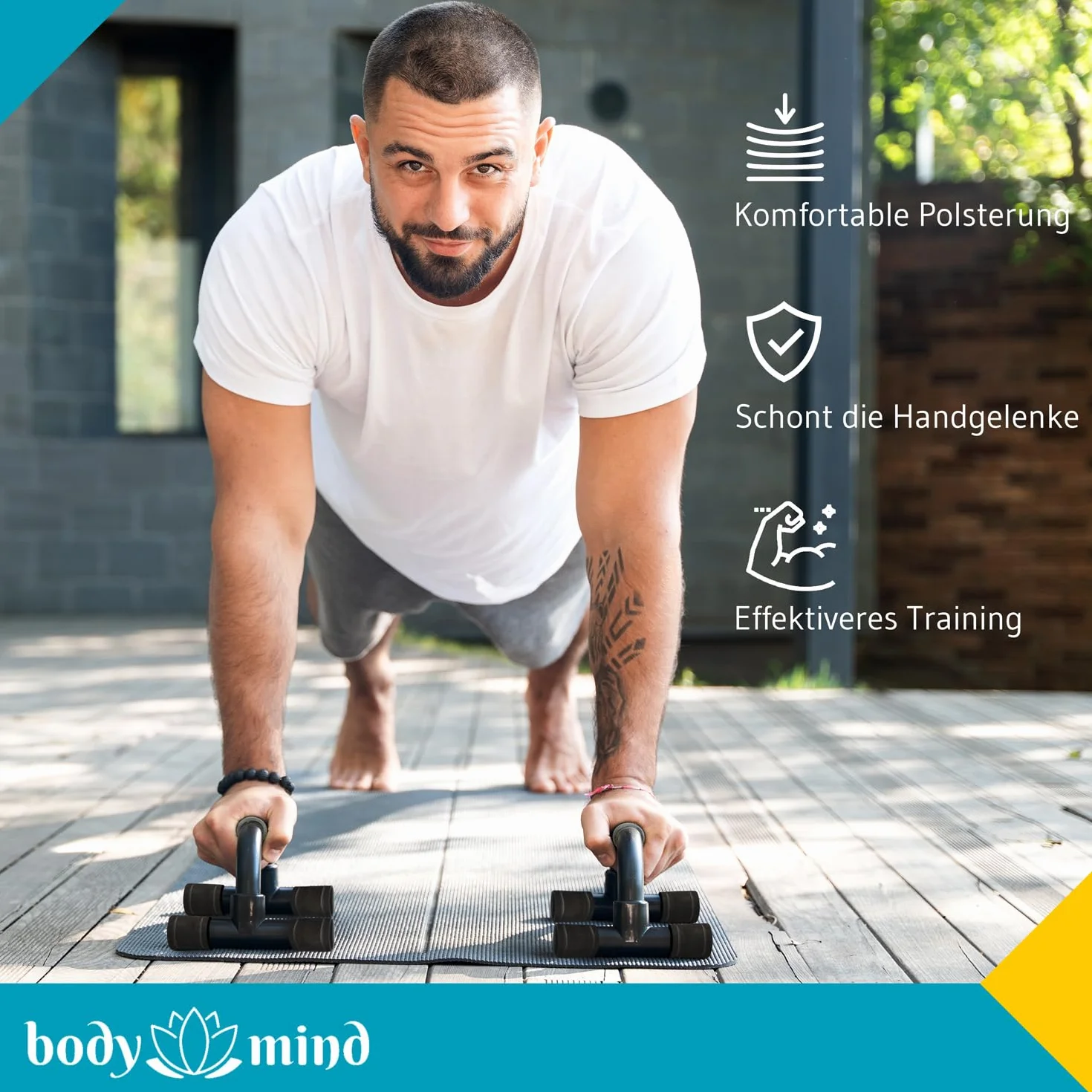 Body & Mind® Push-Up uchwyty do pompek; kompaktowe uchwyty treningowe stojak fitness do treningu całego ciała i efektywnych pompek; trening siłowy z bezpłatnym e-bookiem