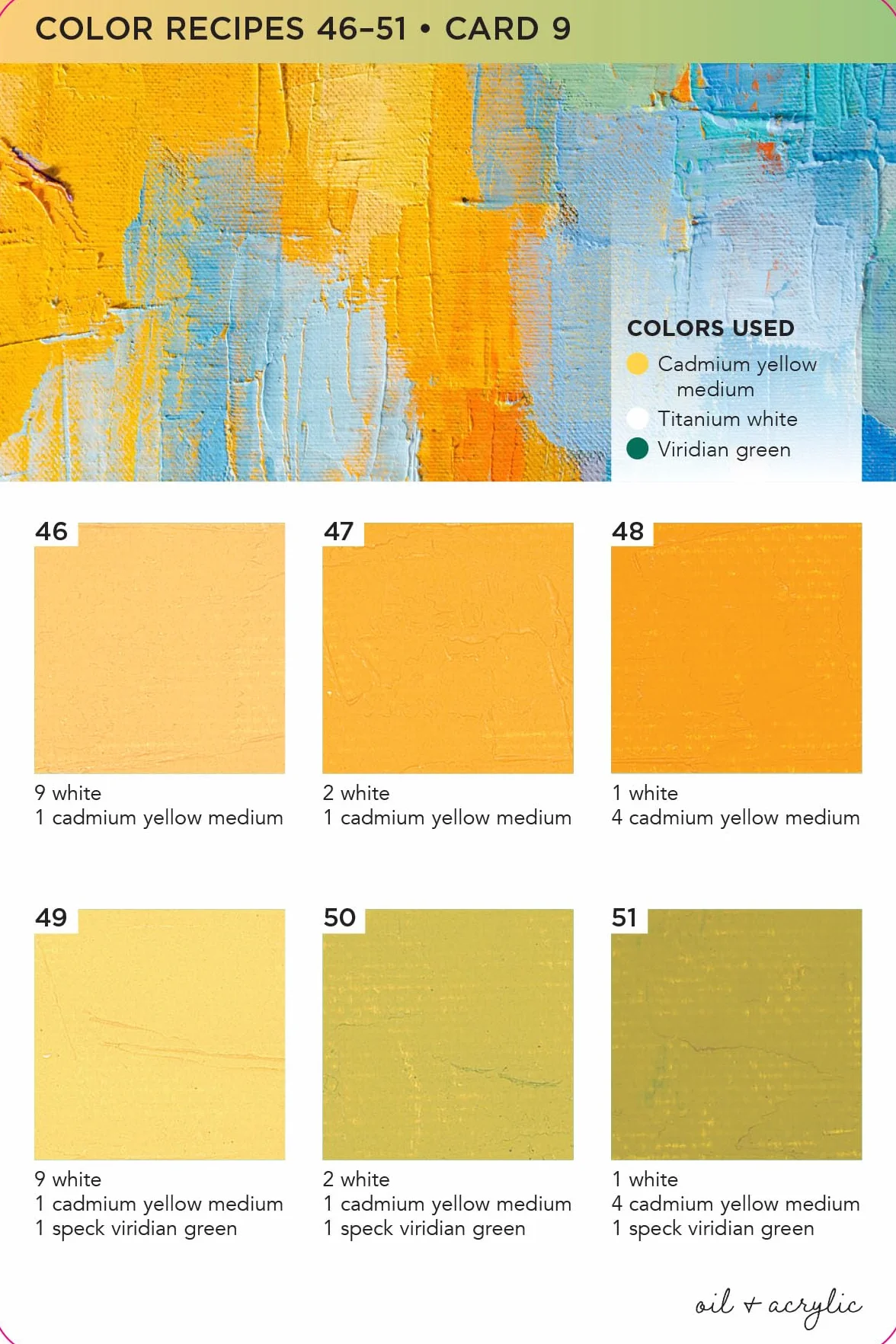Oil & Acrylic Color Mixing Recipes: Card Deck & Color Mixing Grid: Mix 400+ colors!