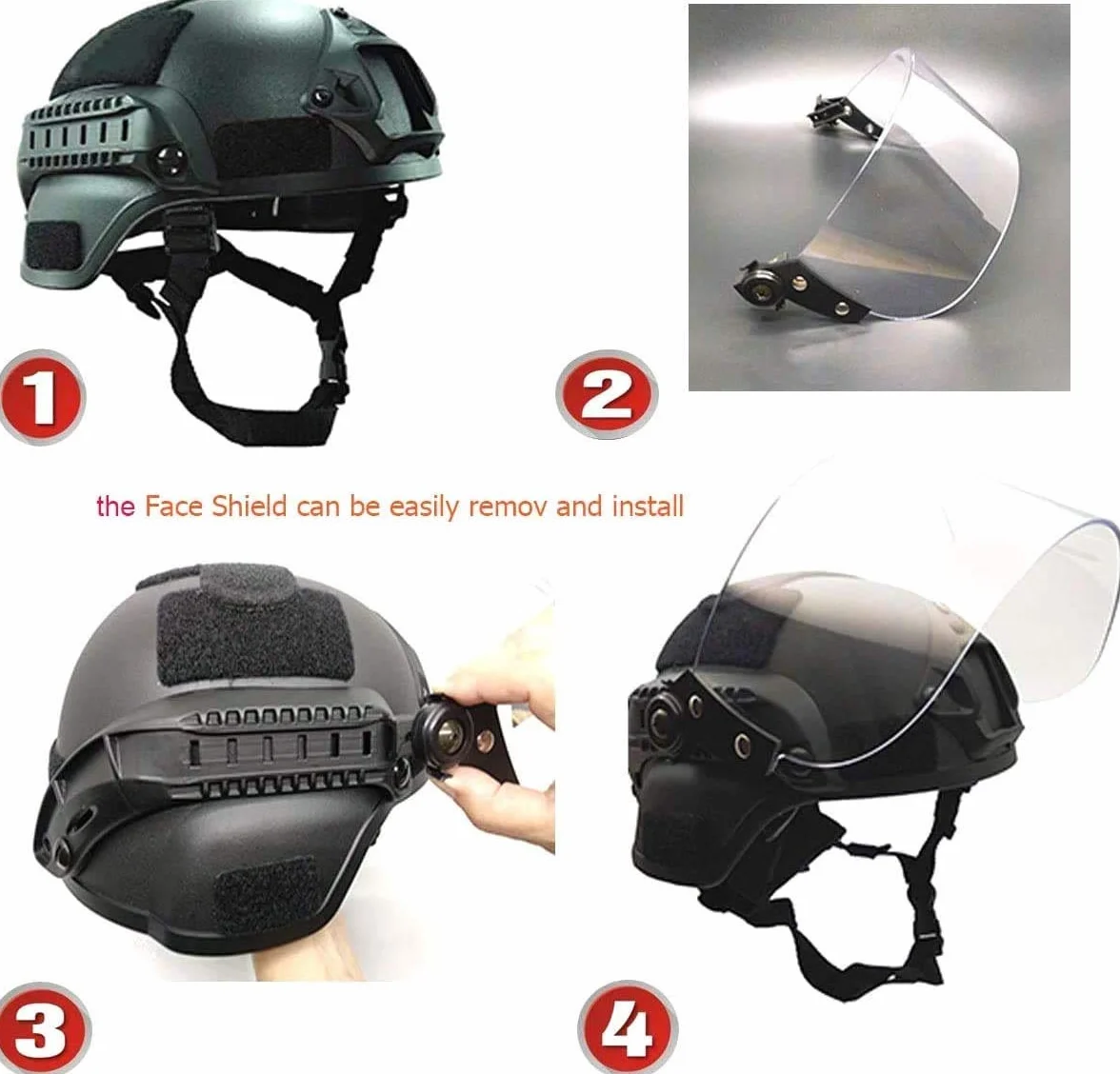 Airsoft Tactical Mich 2000 Action kask taktyczny z uchwytem NVG i wandaloodporną maską wizjera