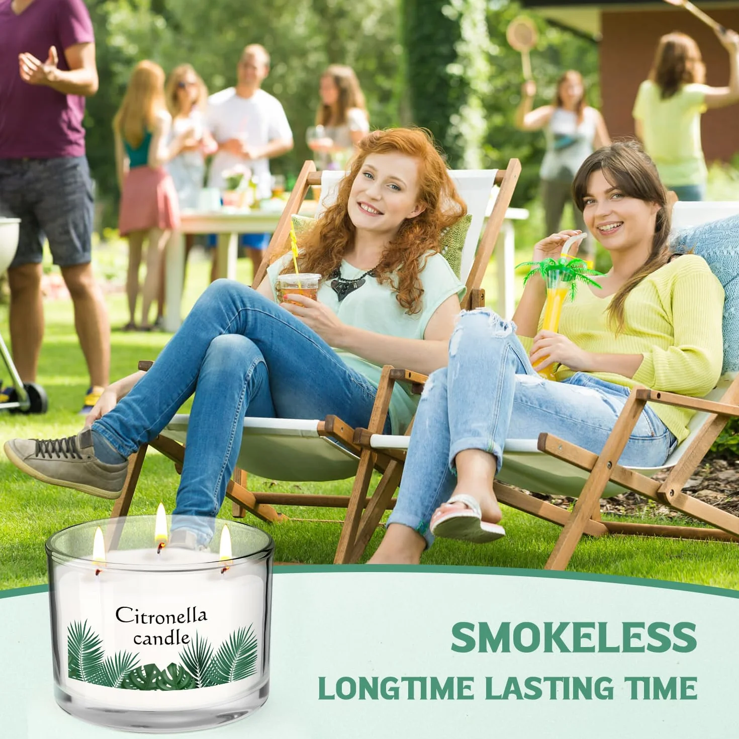 Świece Citronella duże szkło 130h naturalny wosk sojowy na zewnątrz