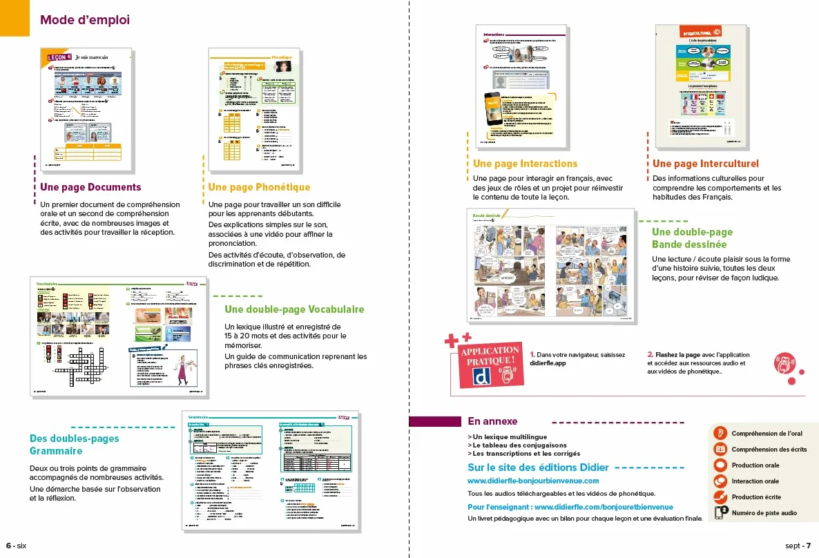Bonjour et bienvenue A1.1 - tout en français - Livre-cahier + didierfle.app: Introduction à la langue française