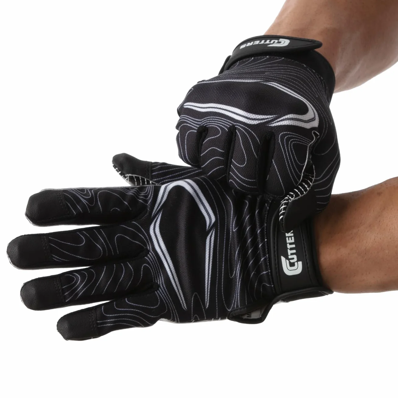 Cutters Odbiornik na dzień gry Glvs Blk Topo L/XL