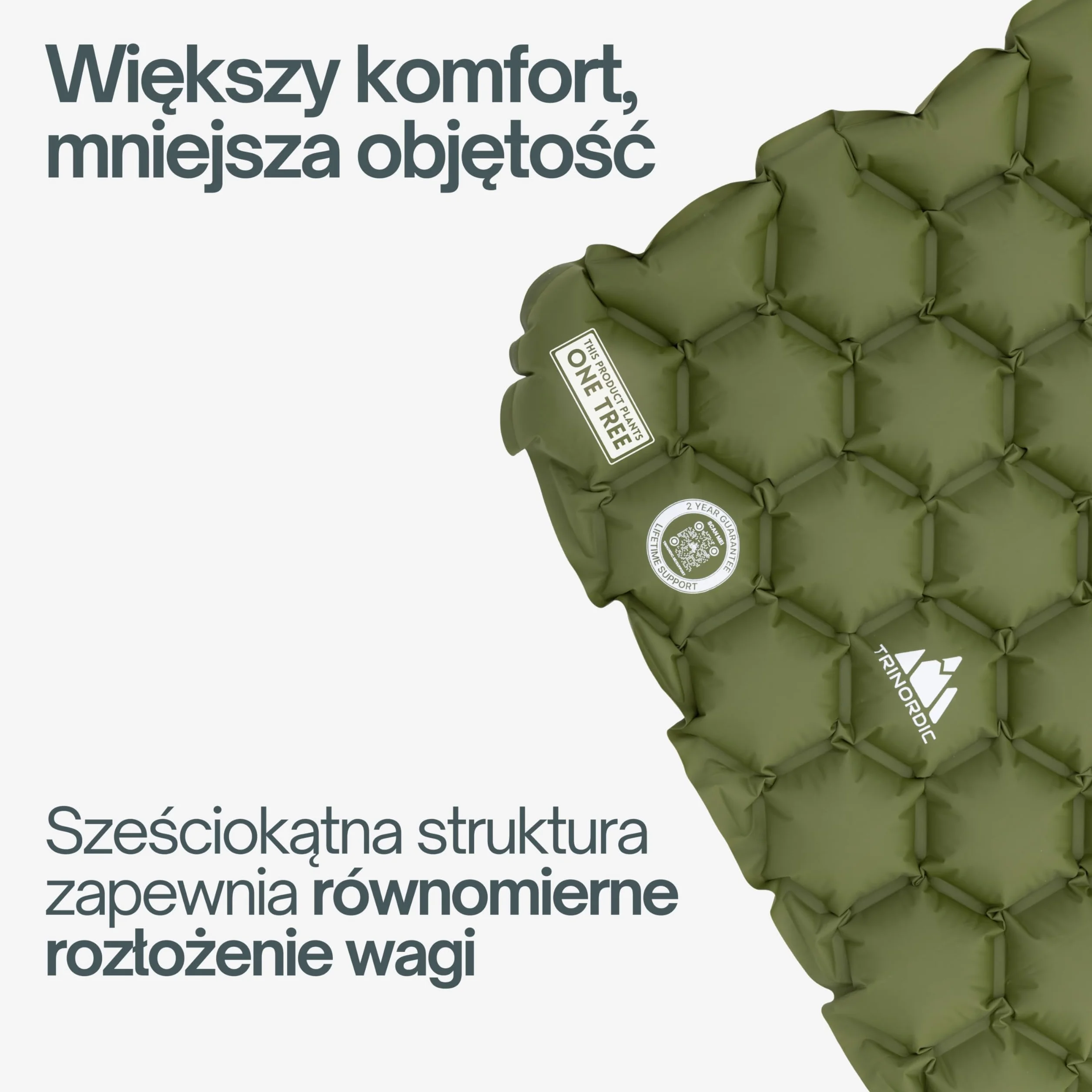 TRINORDIC Nadmuchiwany materac do spania kempingowy składany zielony las