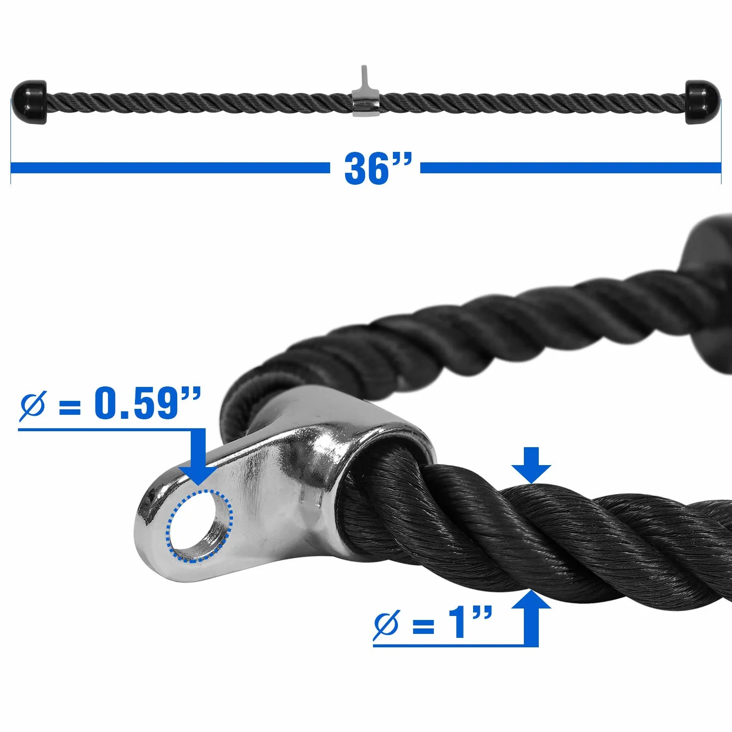 Yes4All Mocowanie linki Tricep 68 cm 91 cm do maszyn do ćwiczeń system koła pasowego